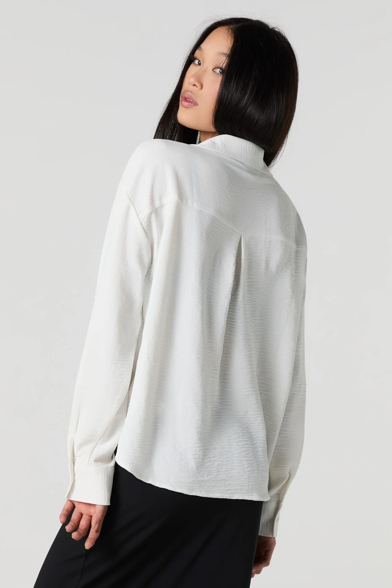 Flowy Long Sleeve Button-Up Top - Image 2