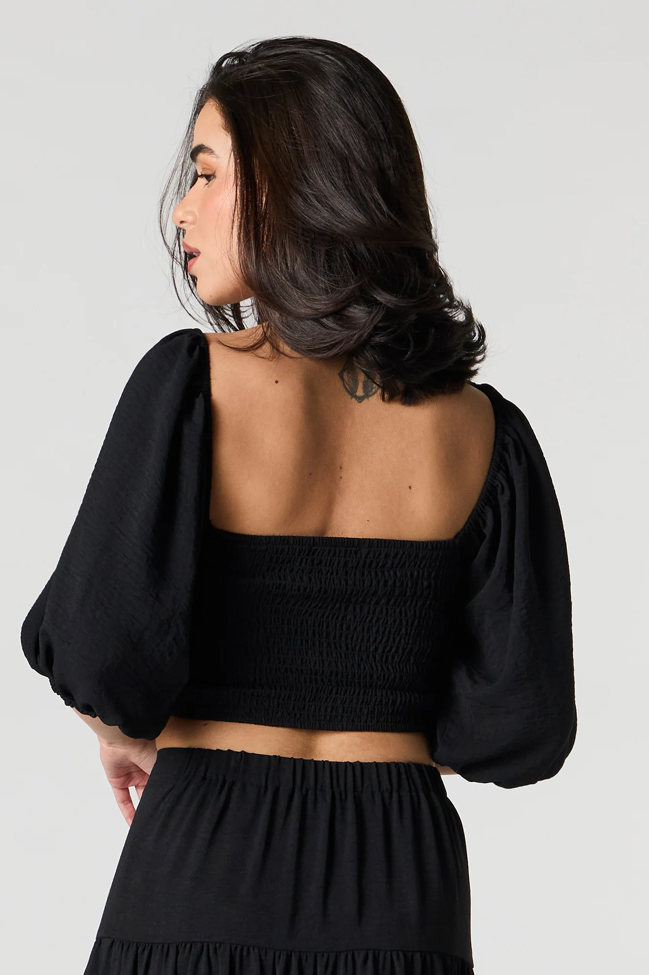 Smocked Puff Sleeve Crop Top - Image 5