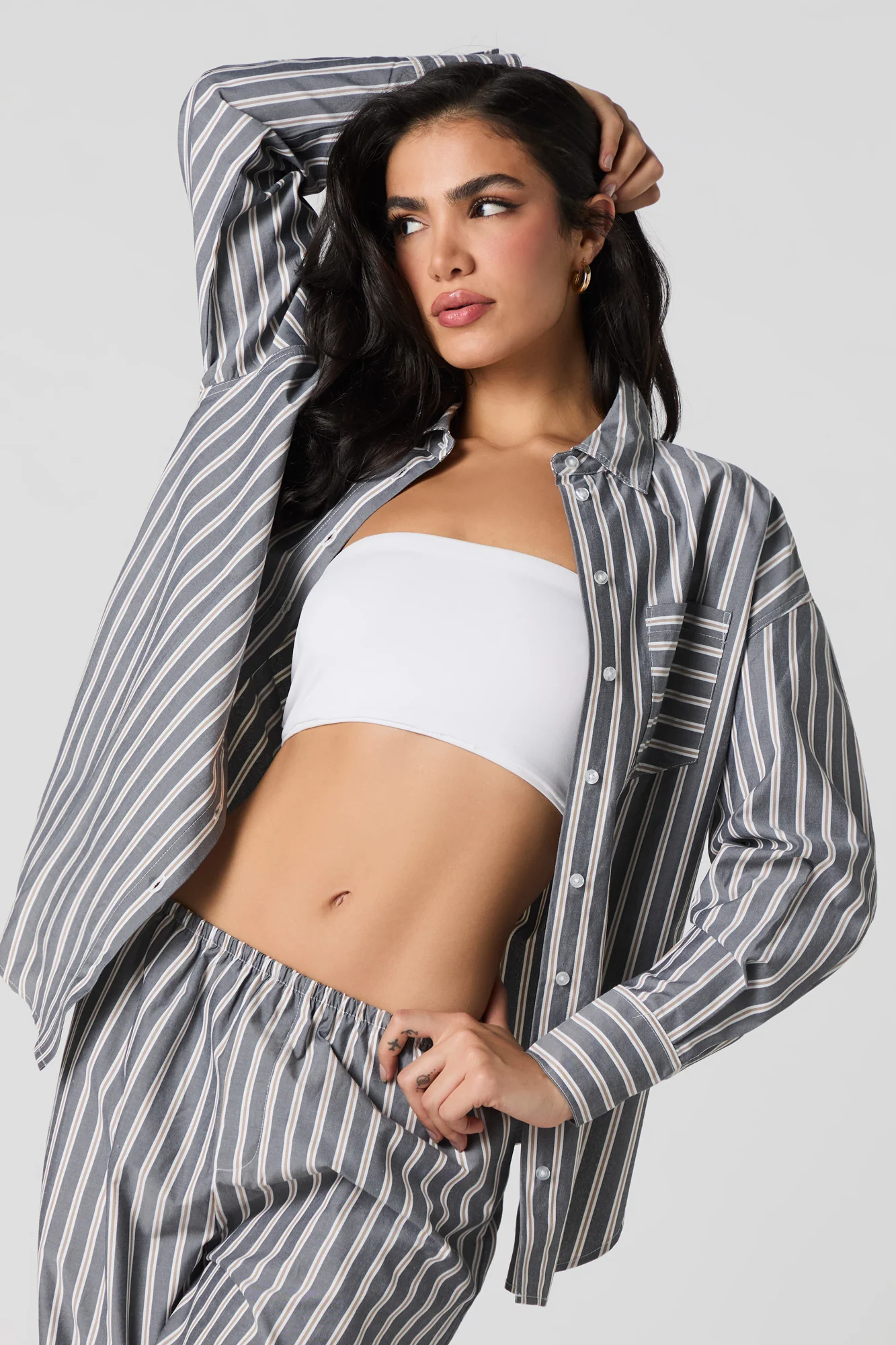 Poplin Button-Up Long Sleeve Top - Image 7