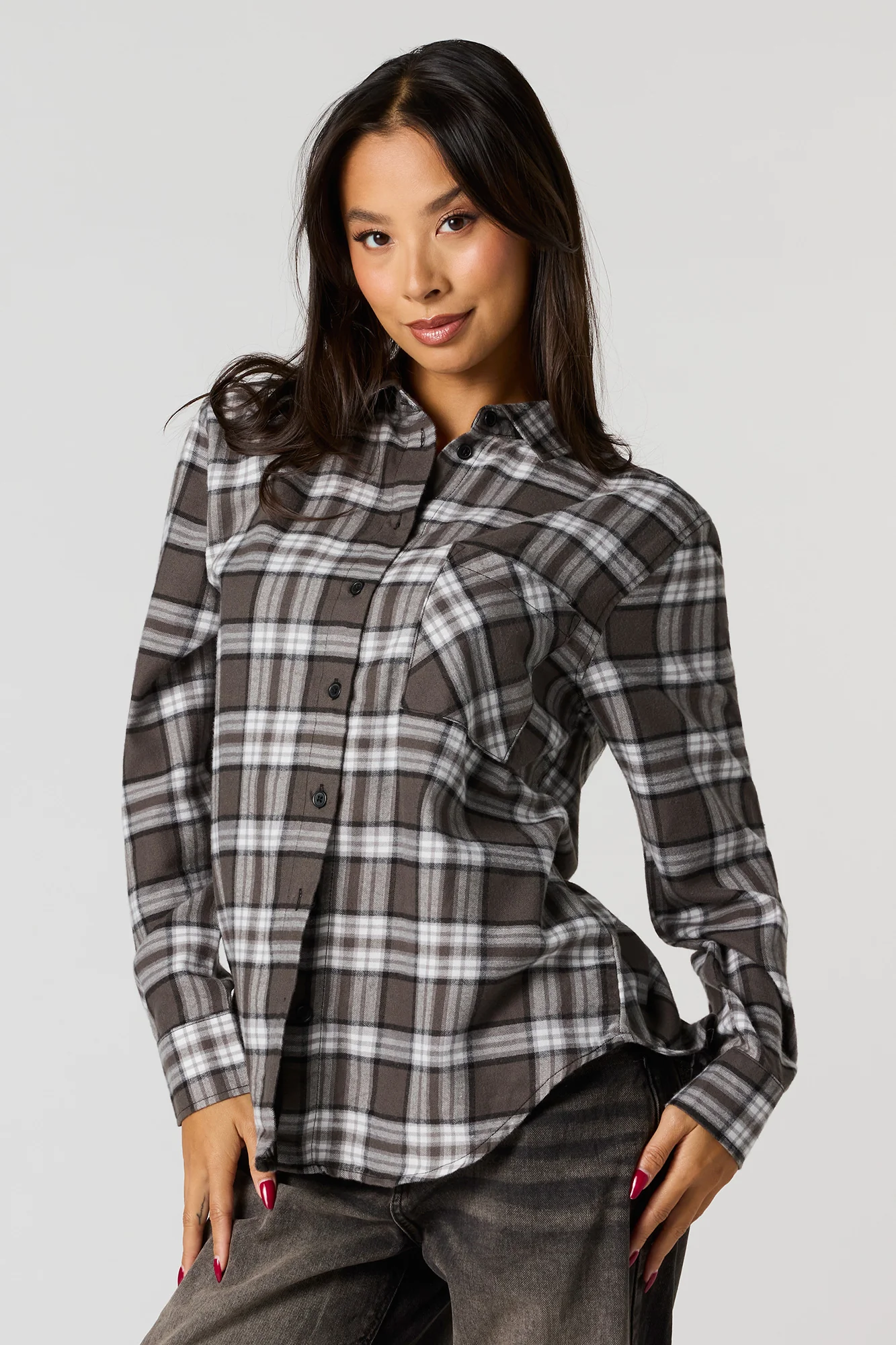 Graphic Flannel Button-Up Top - Image 2