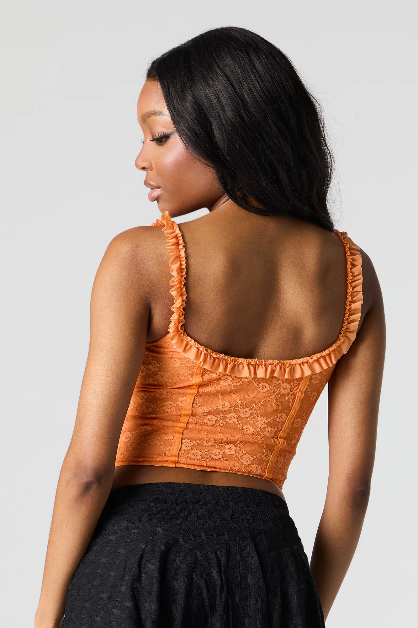 Floral Lace Ruffle Corset Tank - Image 5