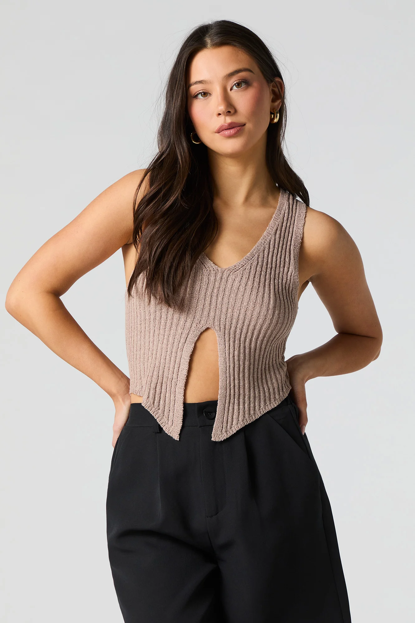 Débardeur en tricot côtelé avec ouverture - Image 7