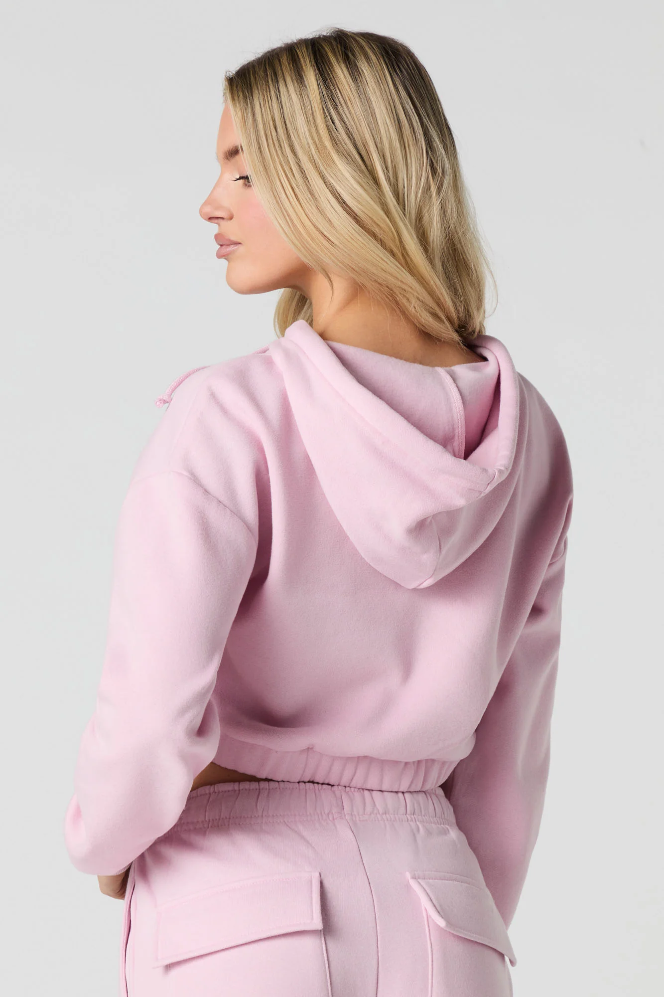 Fleece Cropped Zip-Up Hoodie - Image 2