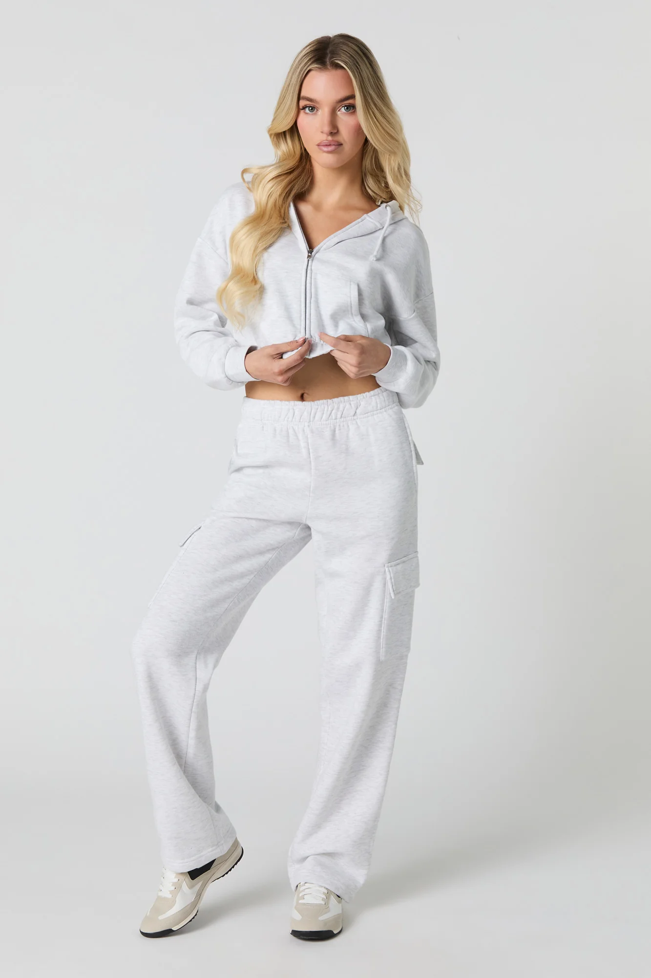 Fleece Cropped Zip-Up Hoodie - Image 5