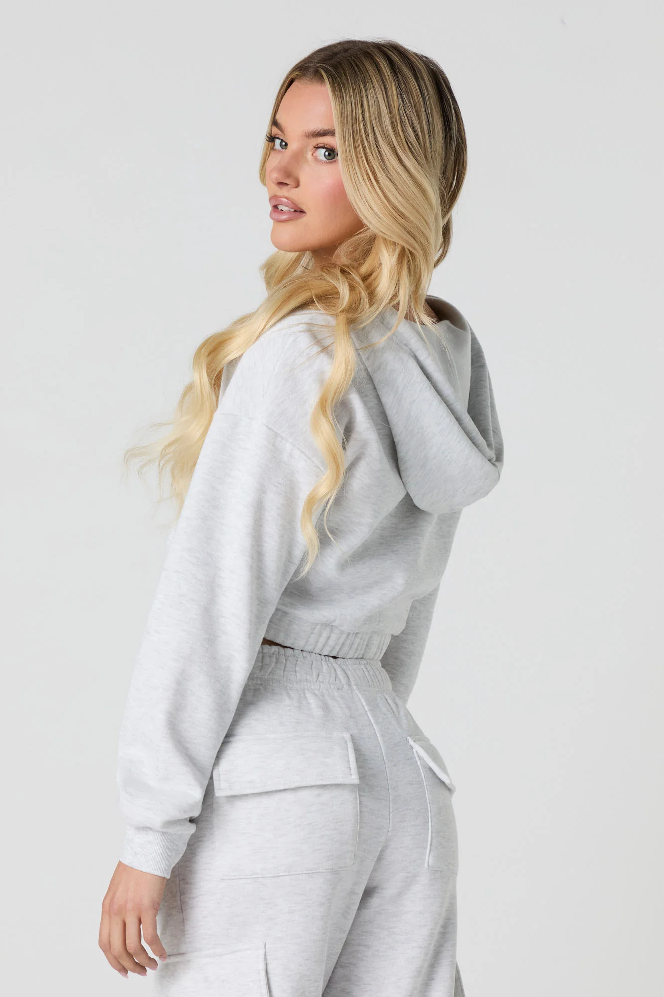 Fleece Cropped Zip-Up Hoodie - Image 6