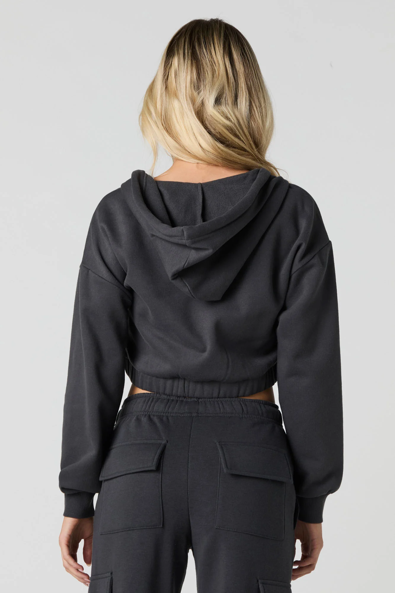 Fleece Cropped Zip-Up Hoodie - Image 8