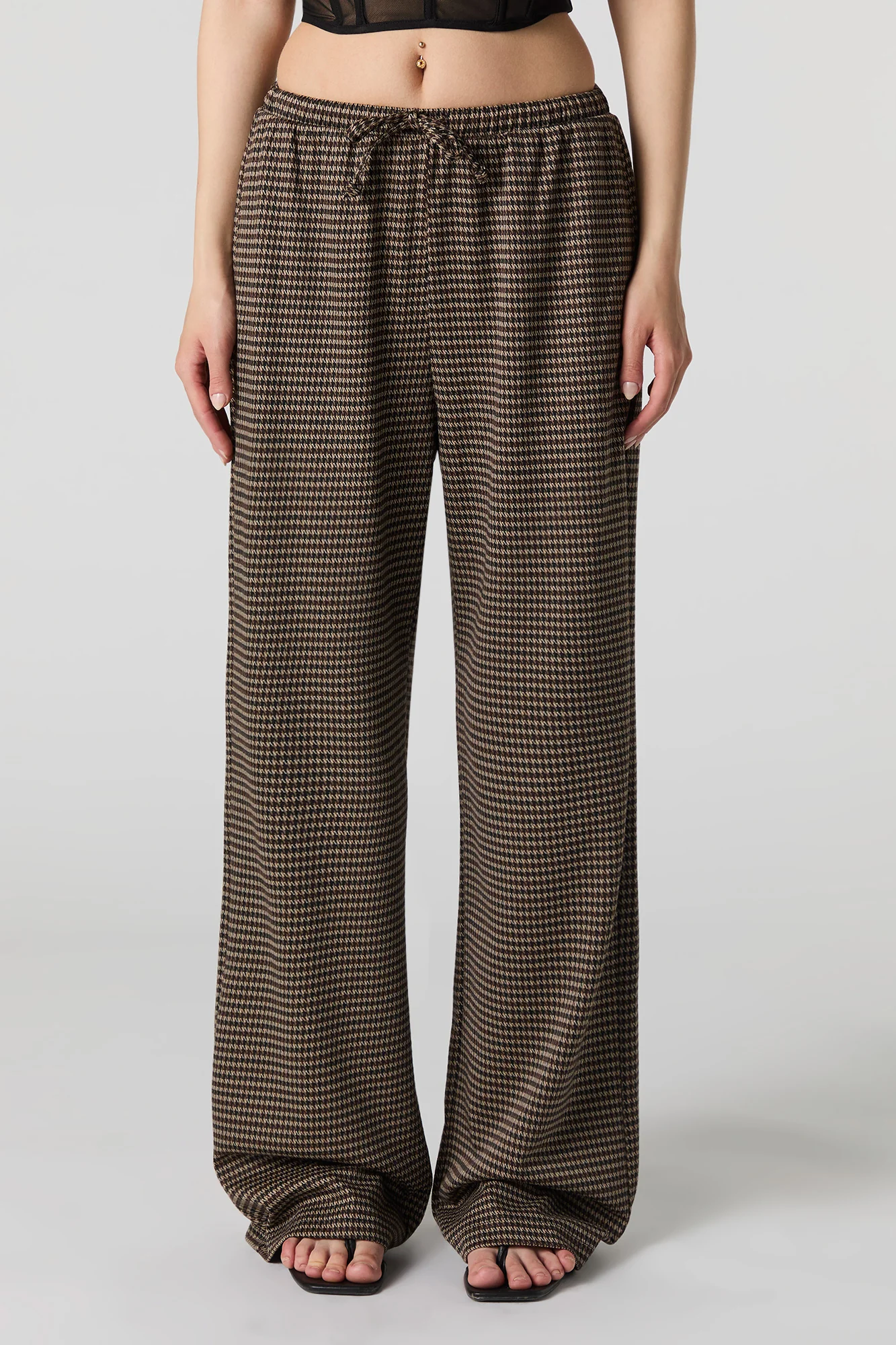 Pantalon habillé à motif pied-de-poule et jambe large - Image 5