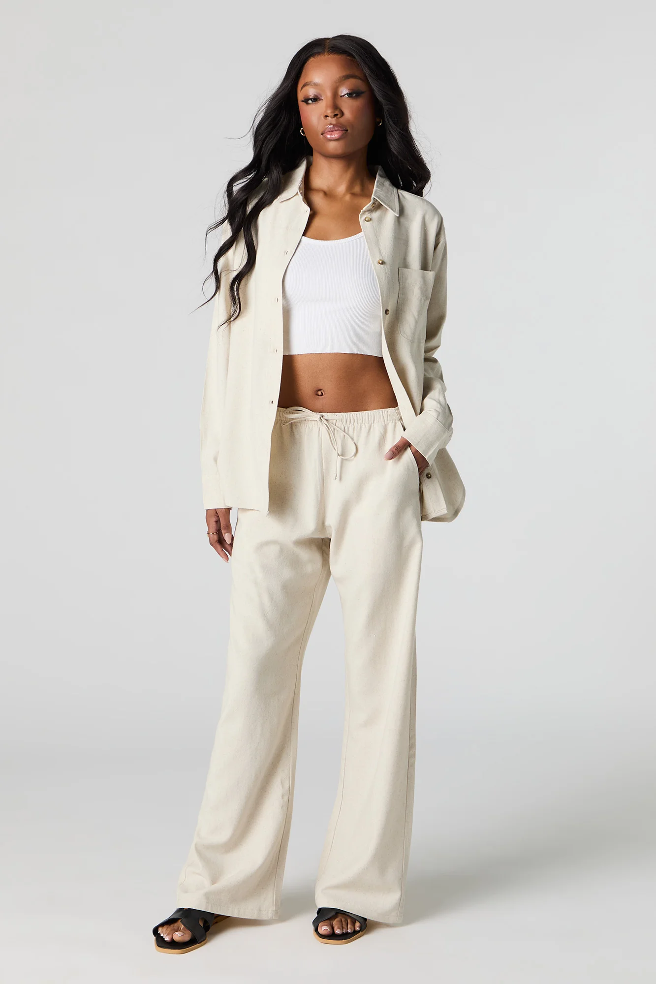 Linen-Blend Drawstring Pant - Image 2
