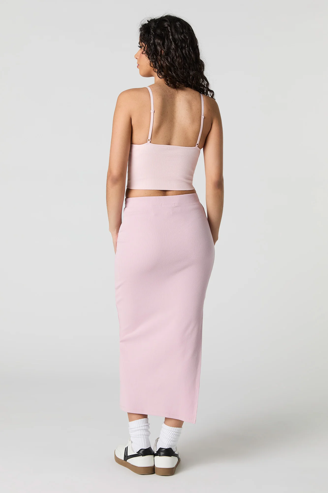 Ribbed Slit Bodycon Midi Skirt - Image 11