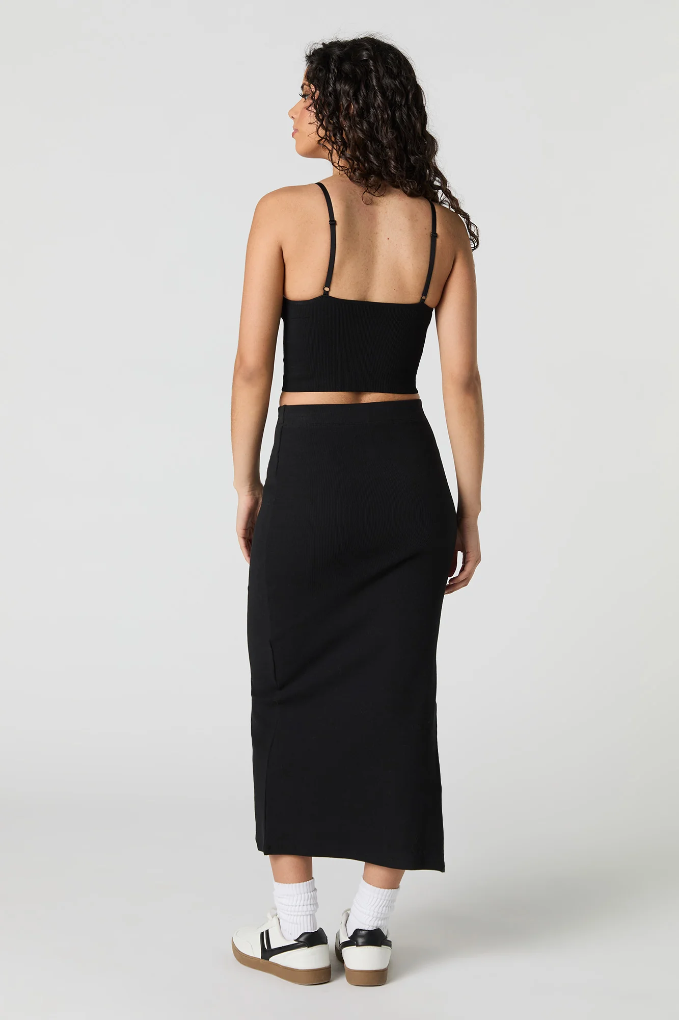 Ribbed Slit Bodycon Midi Skirt - Image 5