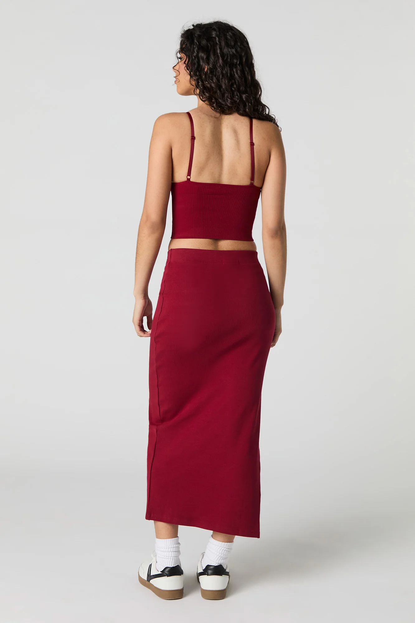 Ribbed Slit Bodycon Midi Skirt - Image 8