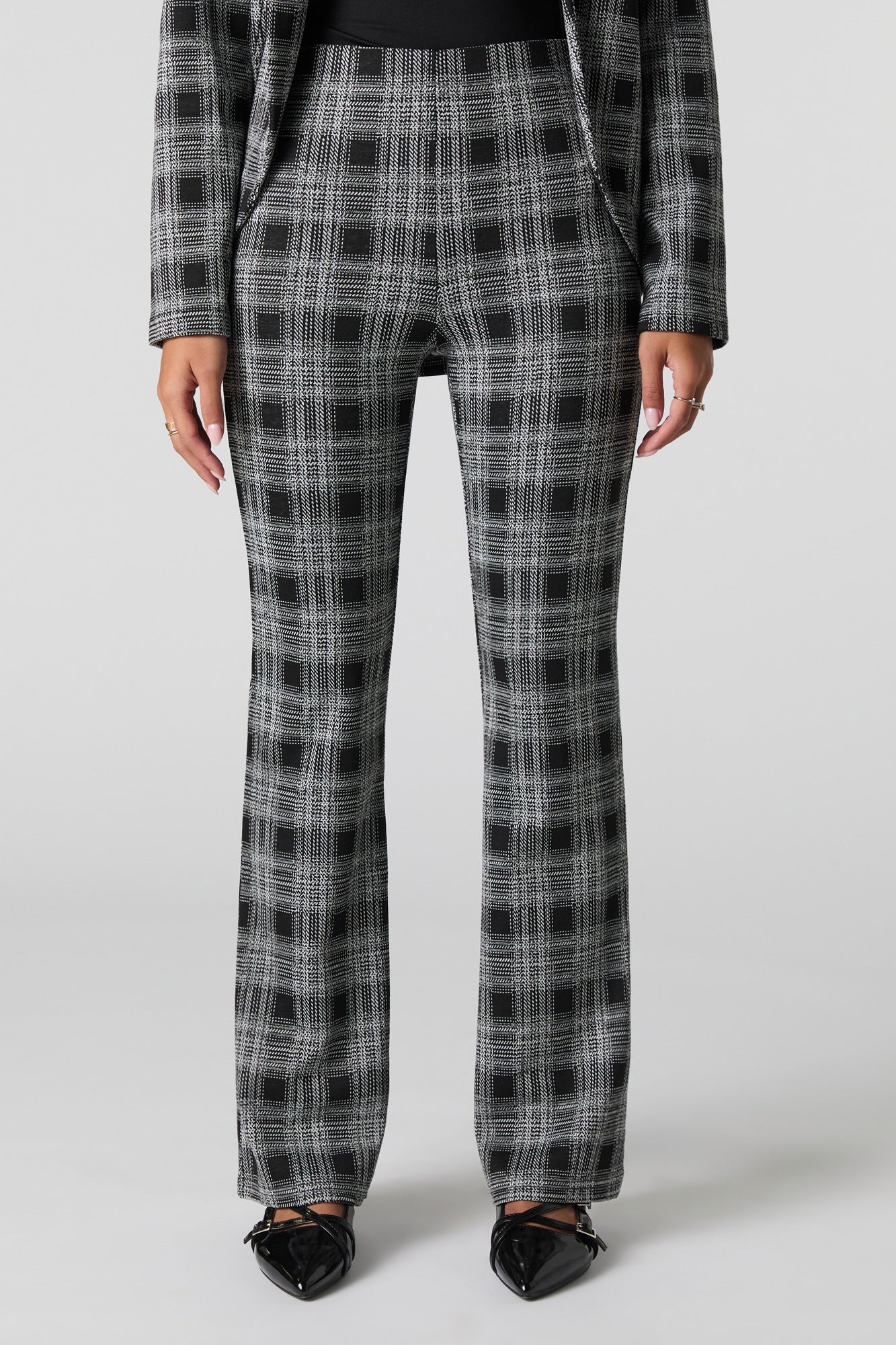Pantalon habillé évasé en tricot à carreaux - Image 2
