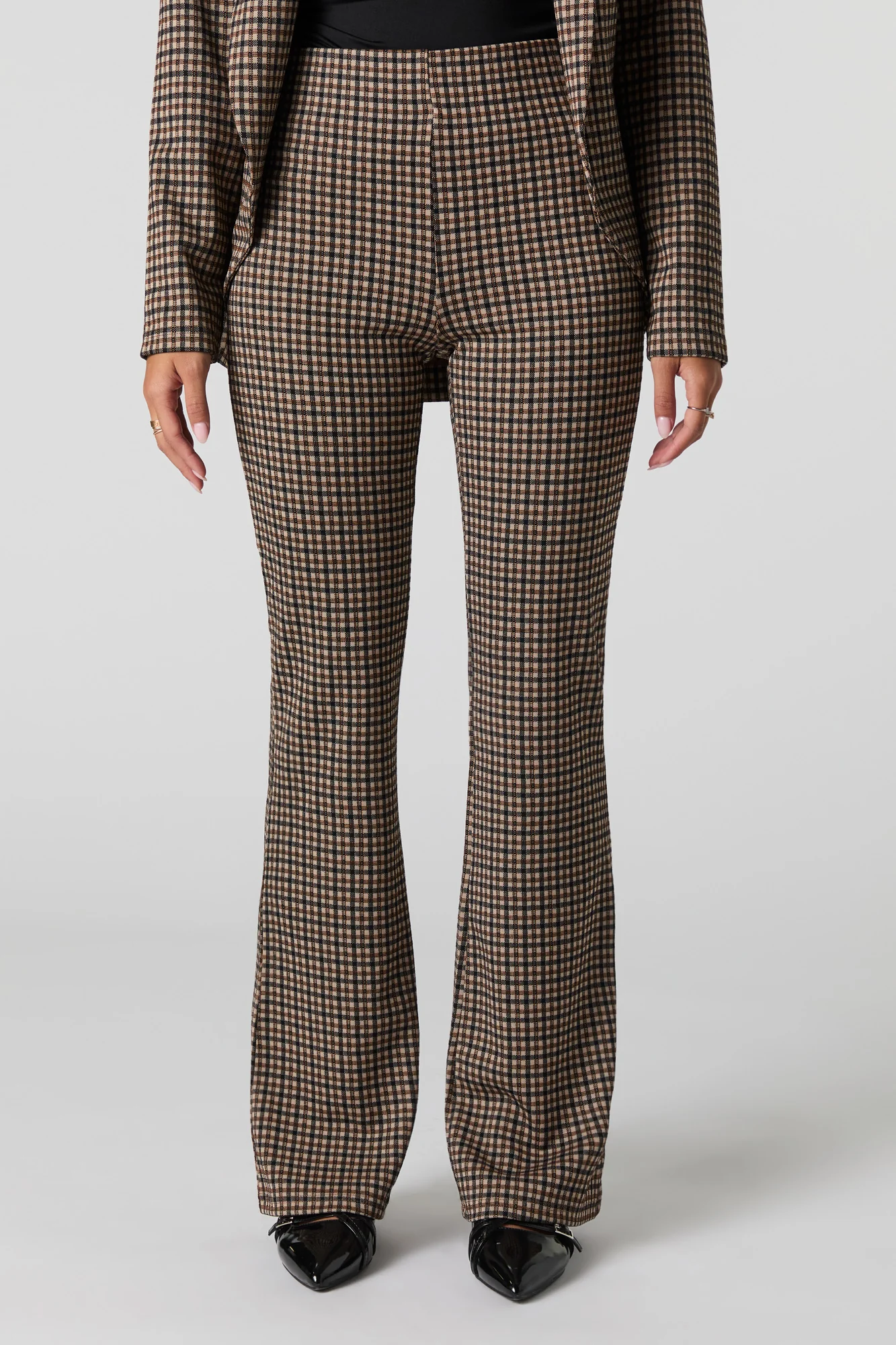 Pantalon habillé évasé en tricot à carreaux - Image 5