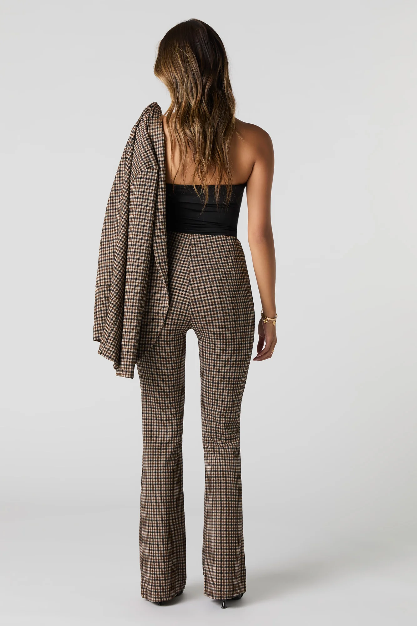 Pantalon habillé évasé en tricot à carreaux - Image 6