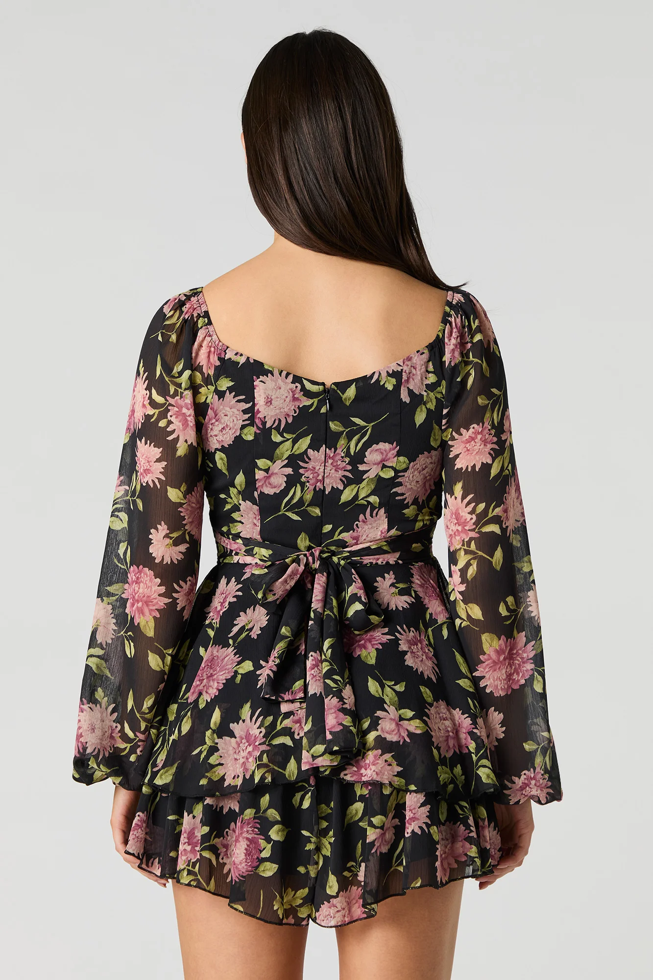 Minicombi-short volanté en chiffon à manches longues - Image 2