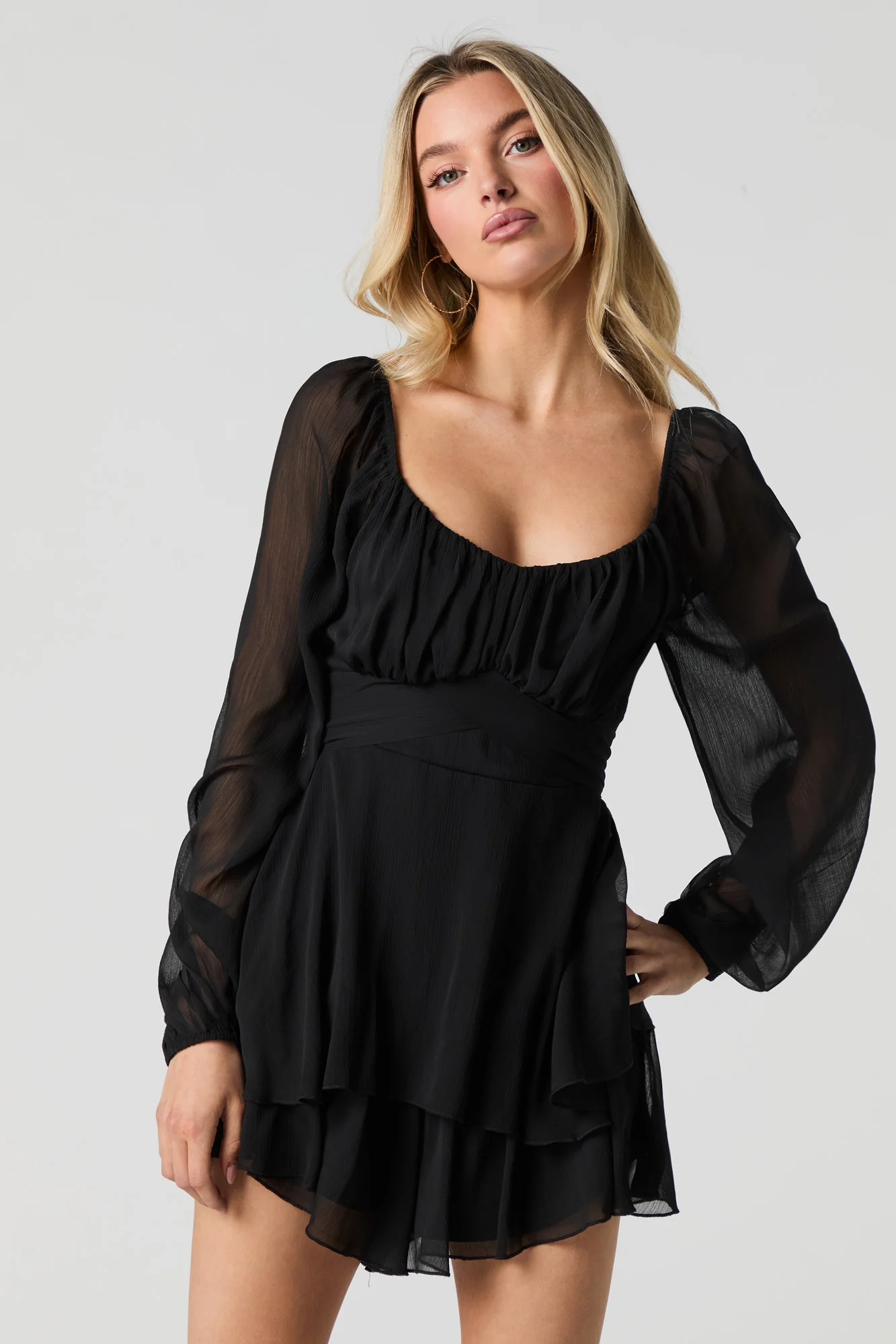 Minicombi-short volanté en chiffon à manches longues - Image 7