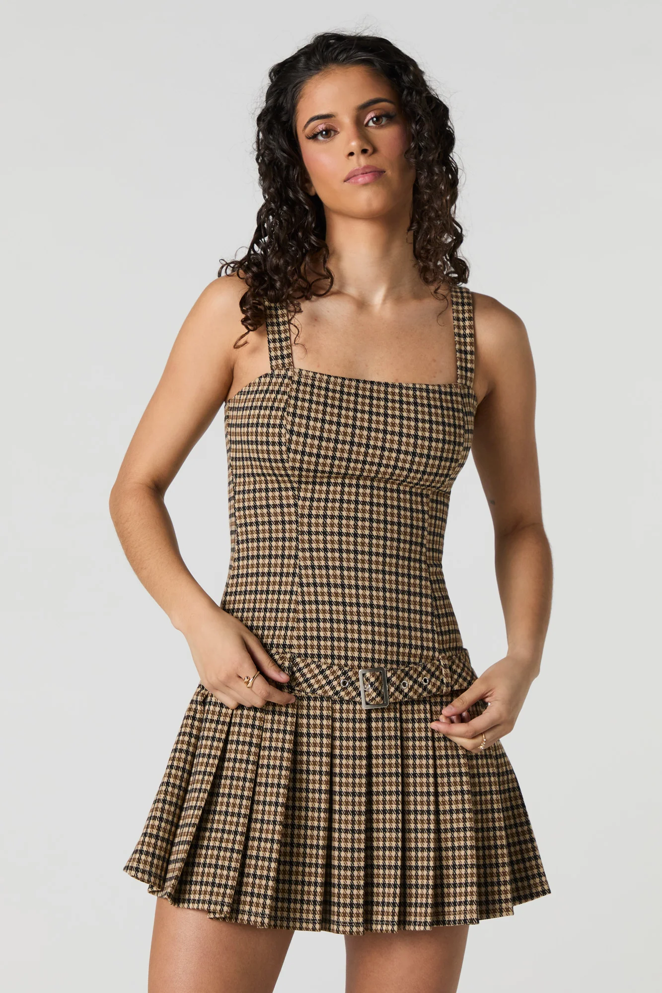 Belted Pleated Mini Dress - Image 4