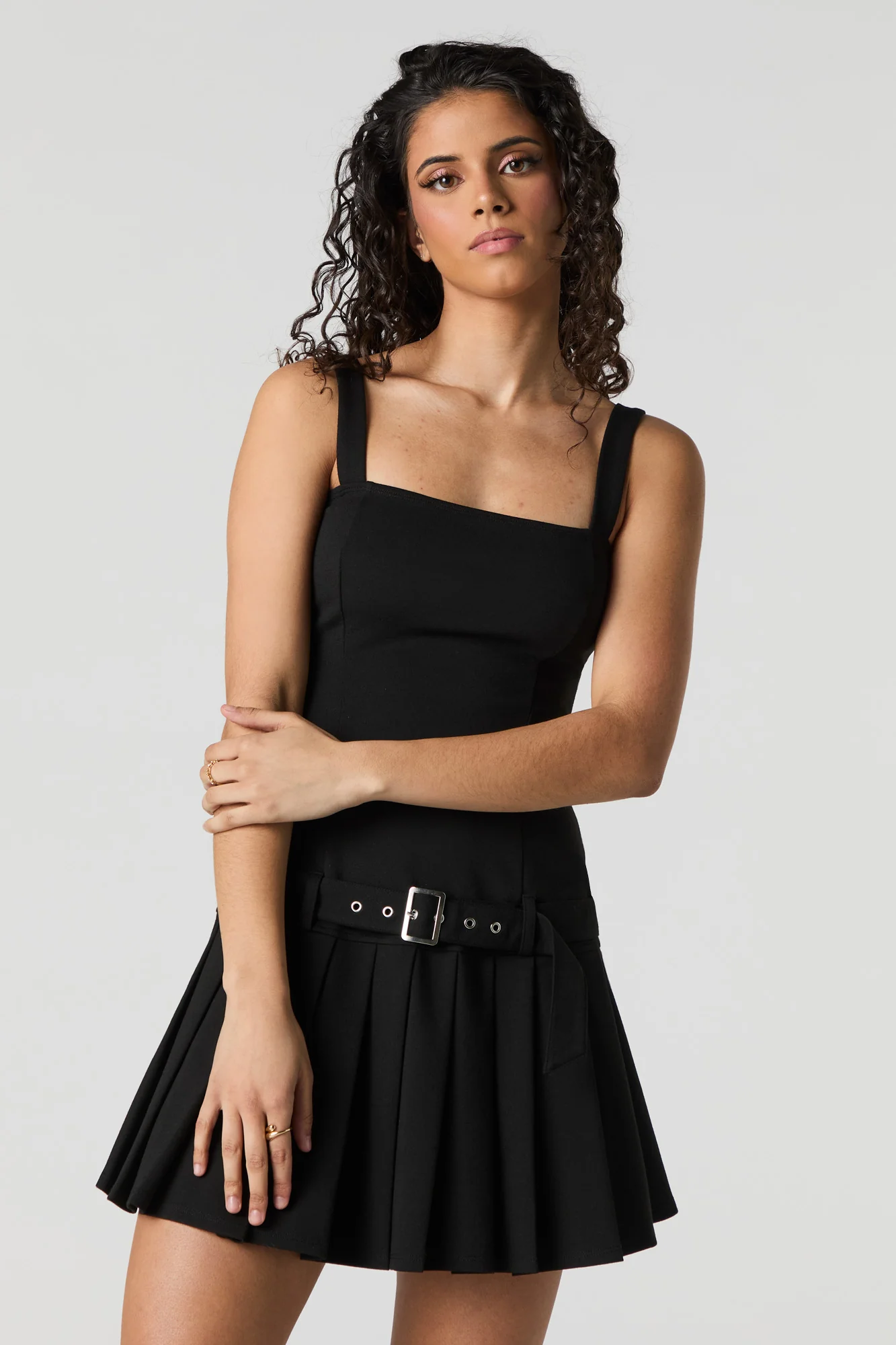 Belted Pleated Mini Dress - Image 5