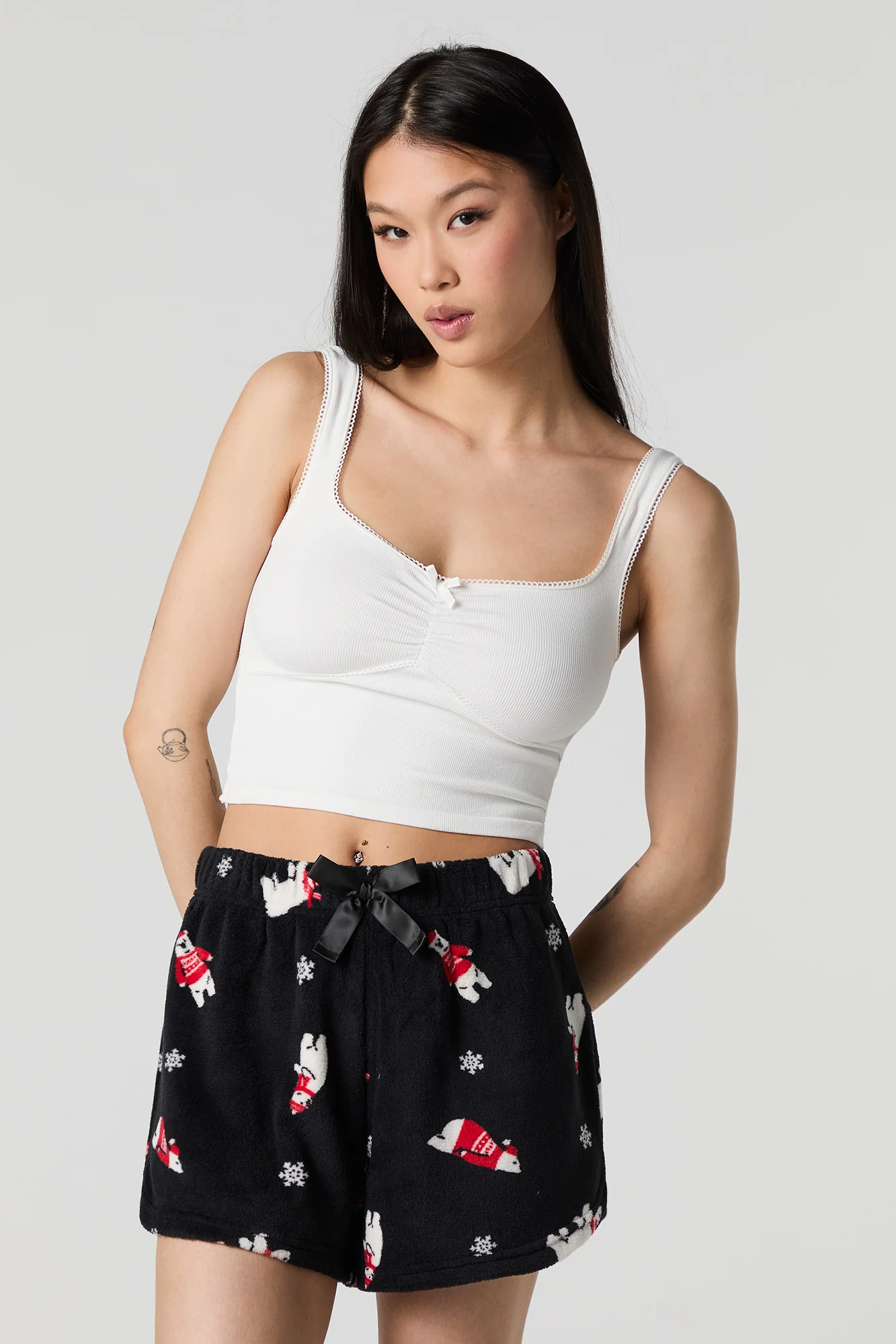 Printed Plush Pajama Short - Image 7