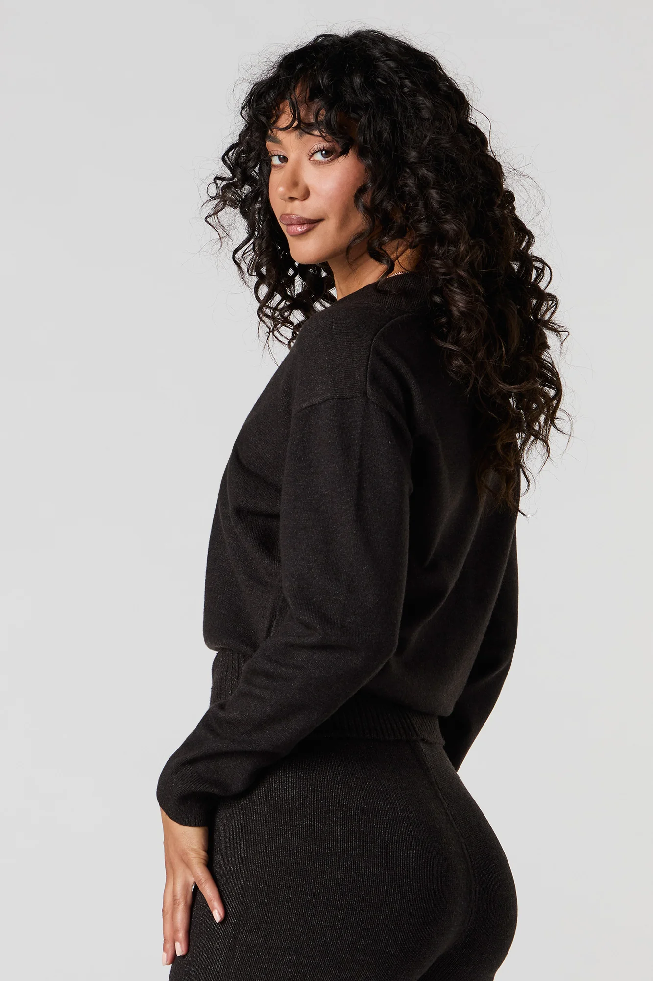 Knit Collared V-Neck Sweater - Image 11
