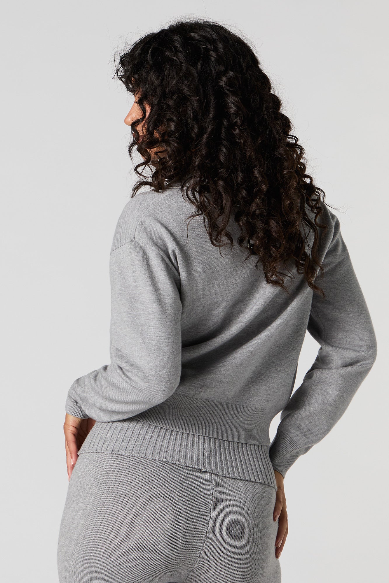 Knit Collared V-Neck Sweater - Image 2