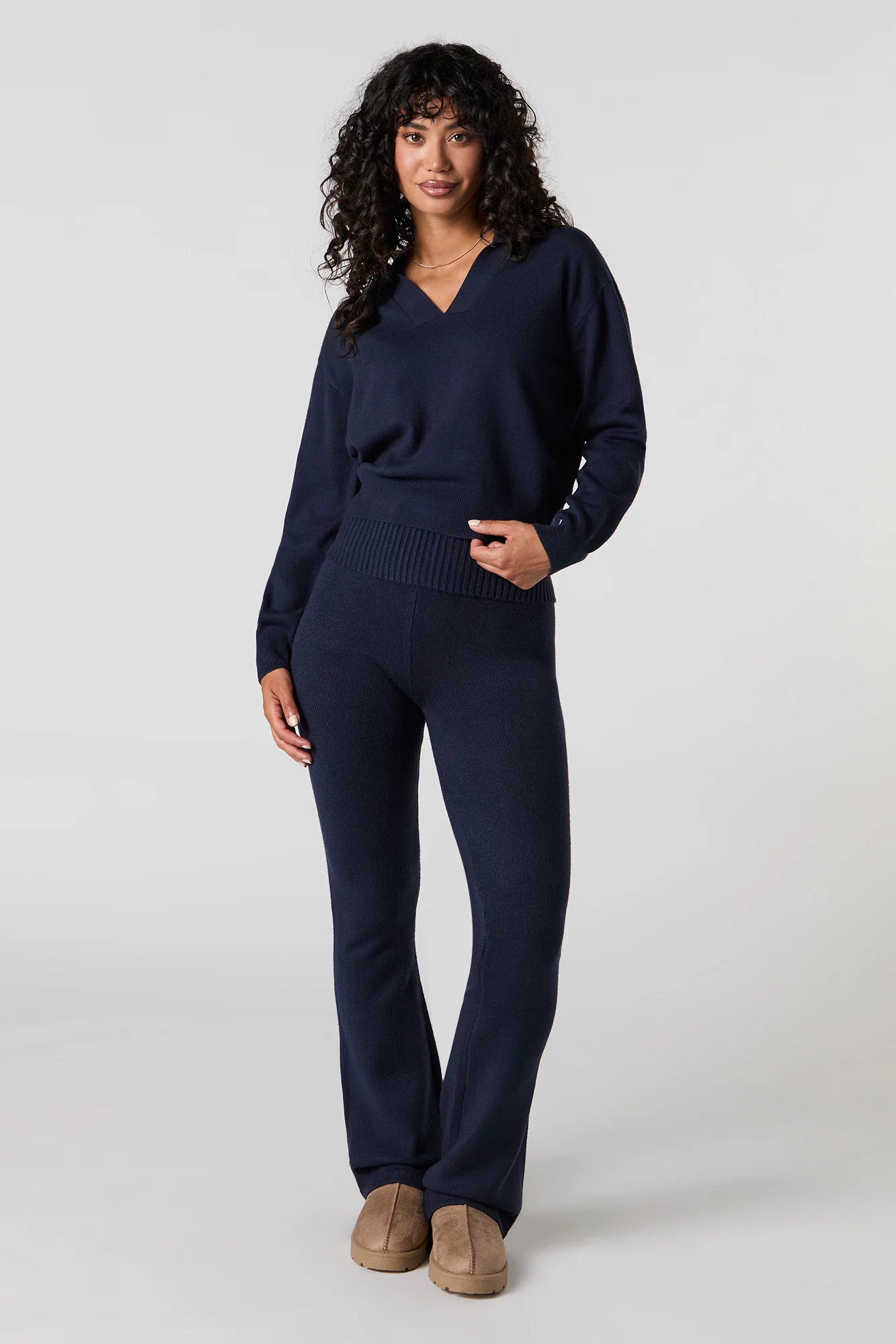 Knit Collared V-Neck Sweater - Image 9