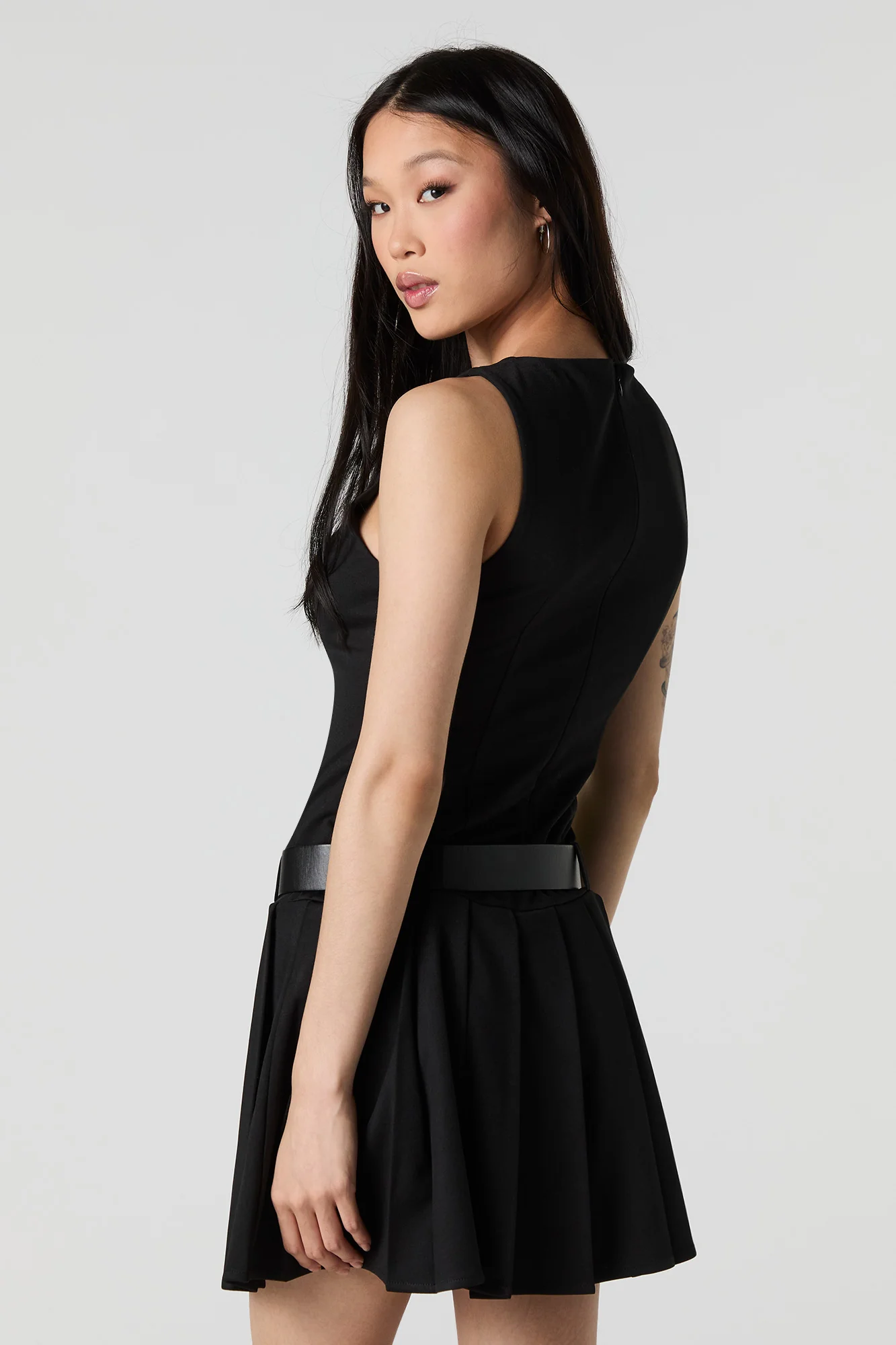 Belted Pleated Mini Dress - Image 5