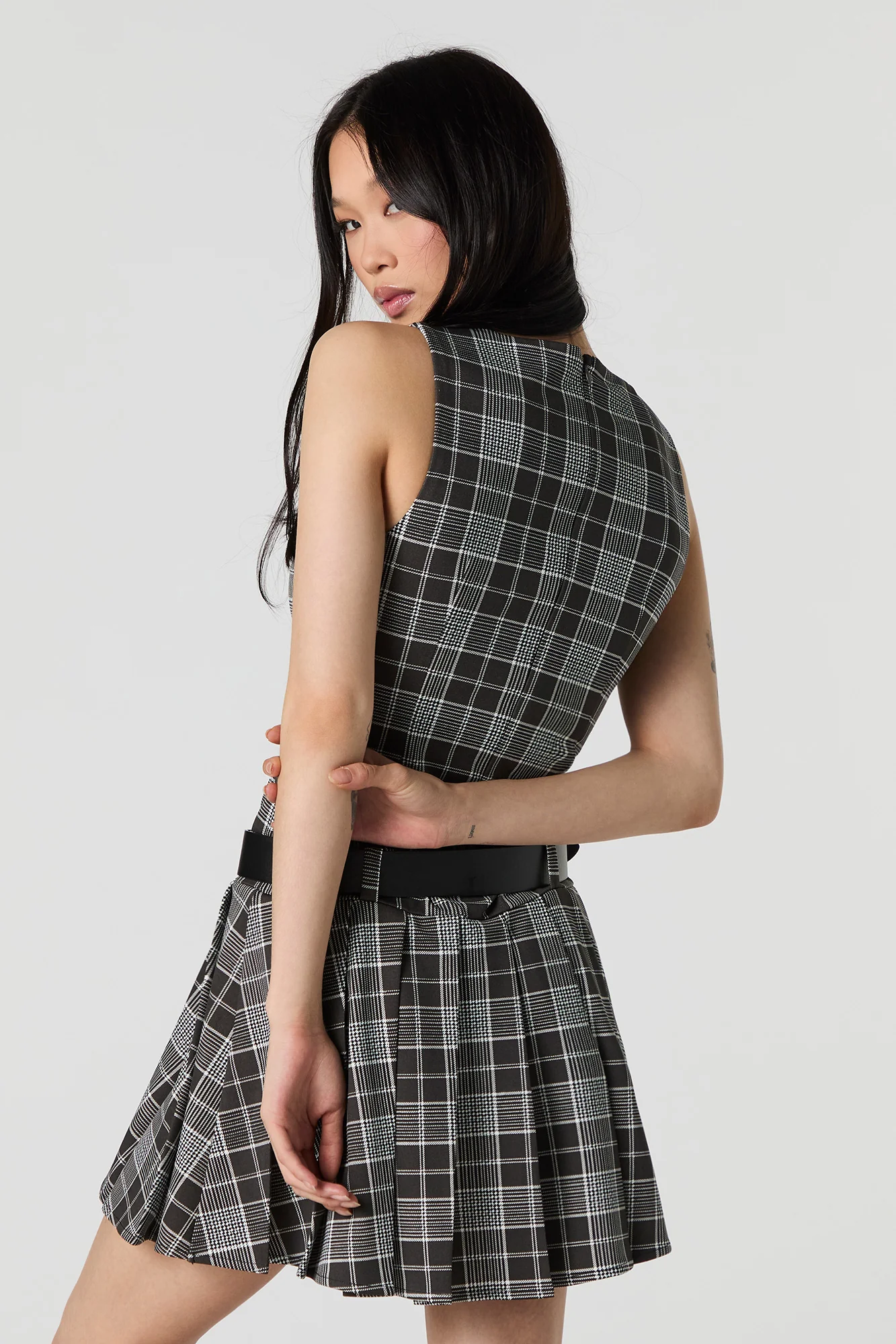 Belted Pleated Mini Dress - Image 5
