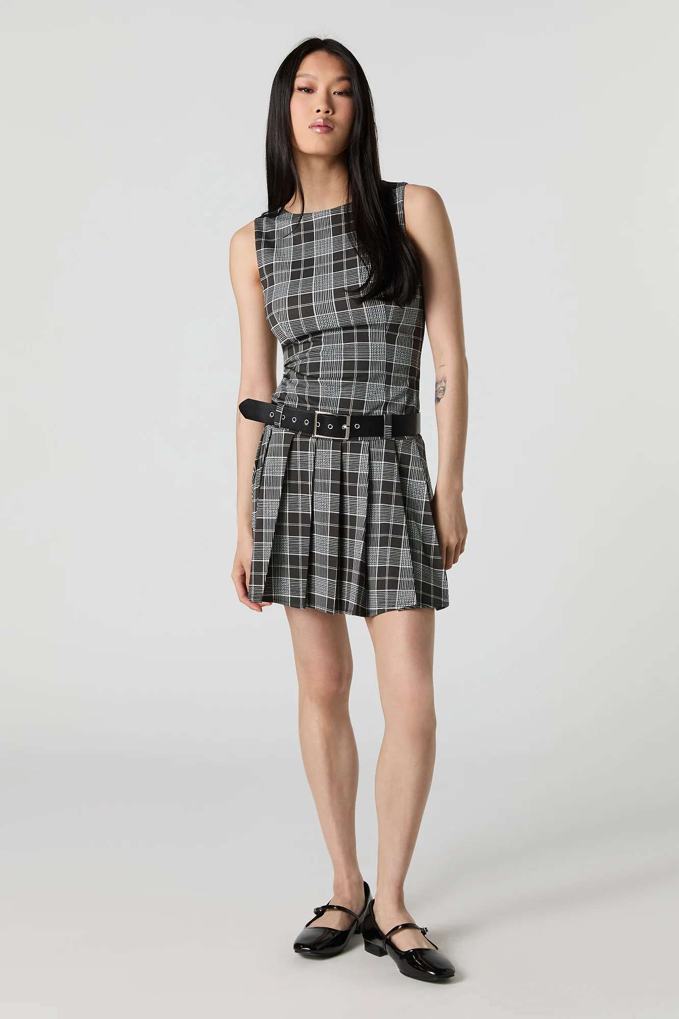Belted Pleated Mini Dress - Image 6