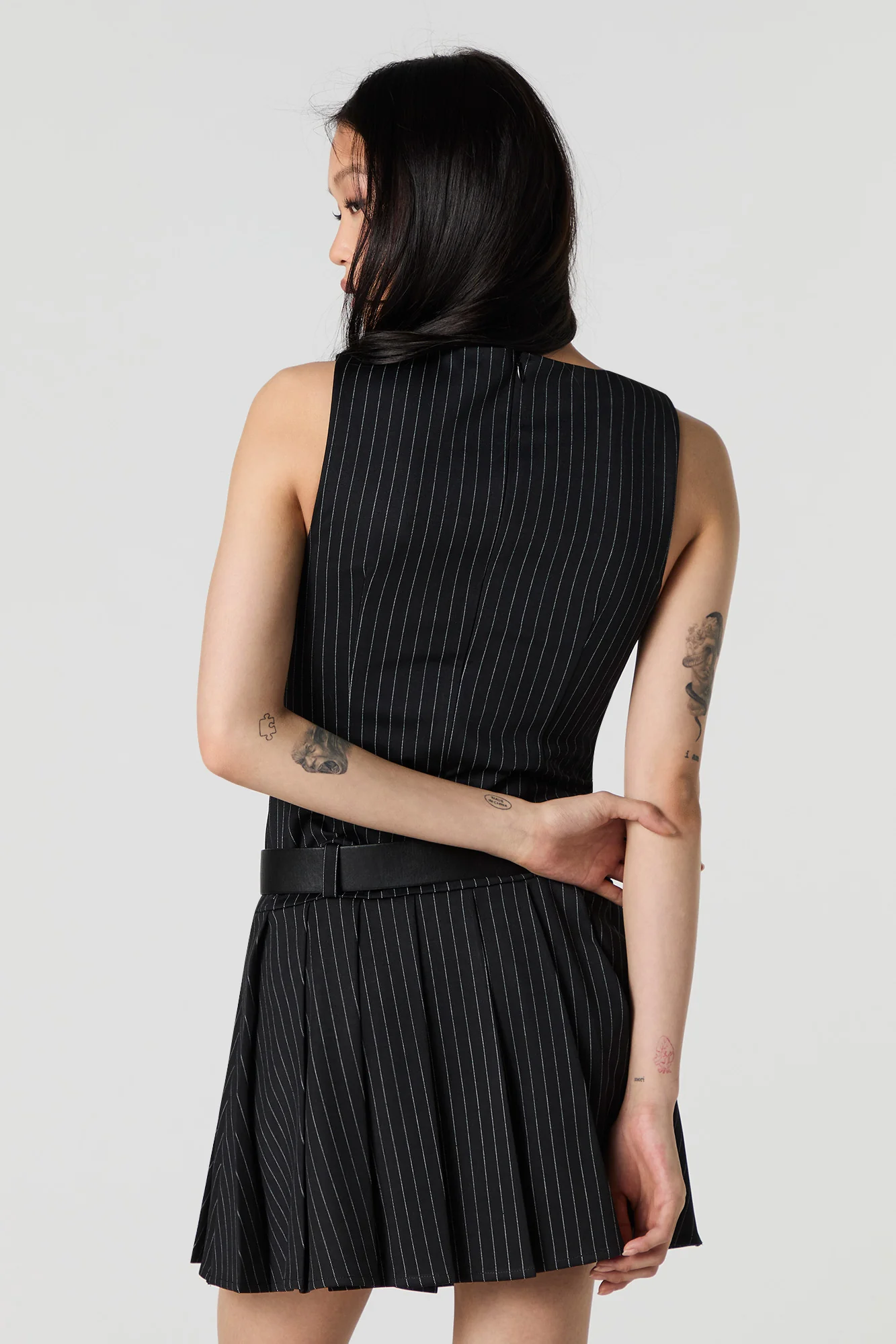 Belted Pleated Mini Dress - Image 8