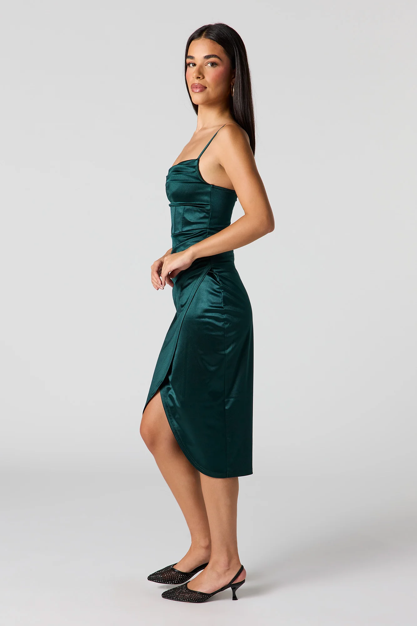 Satin Corset Midi Dress - Image 5