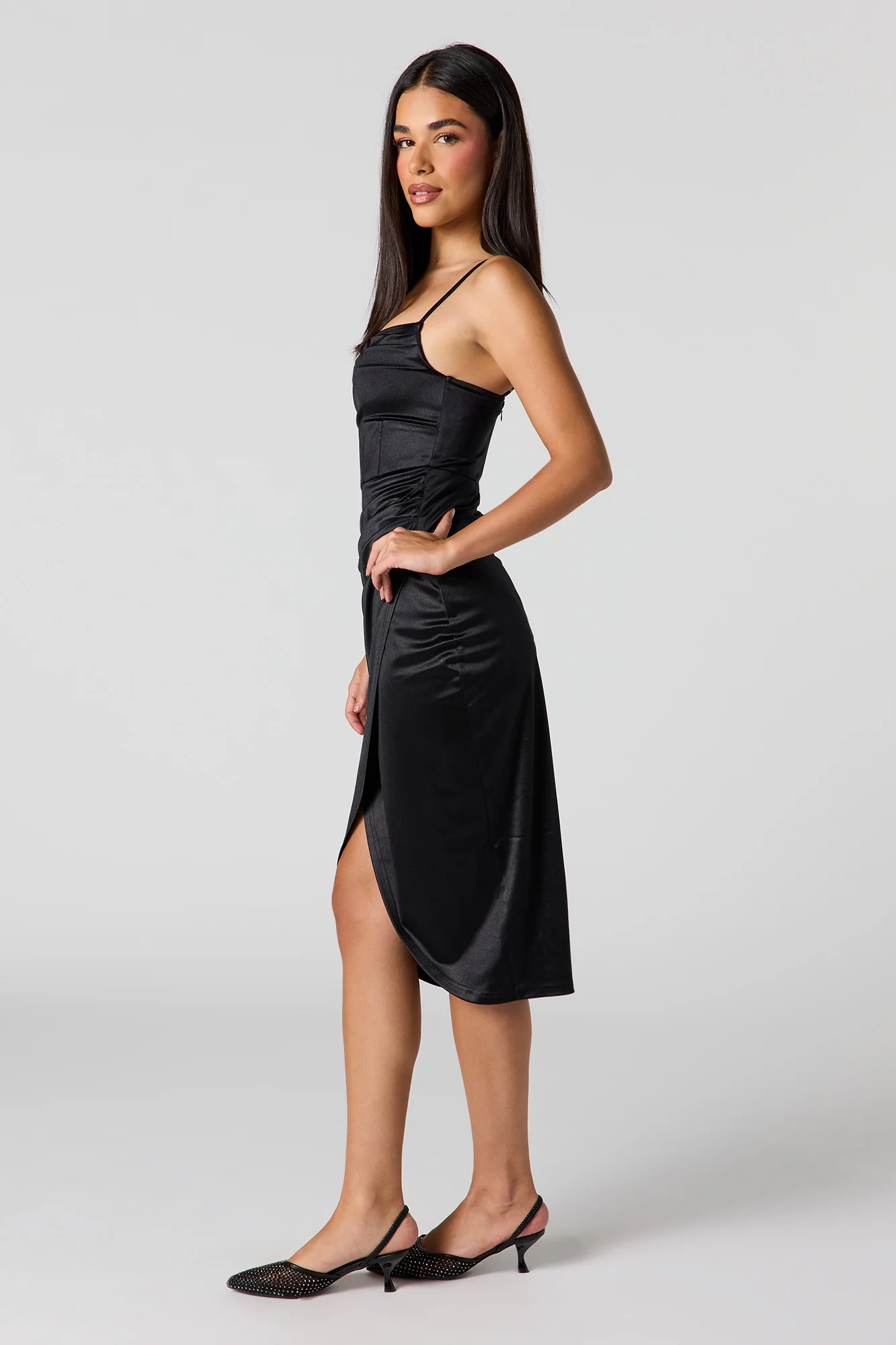 Satin Corset Midi Dress - Image 8