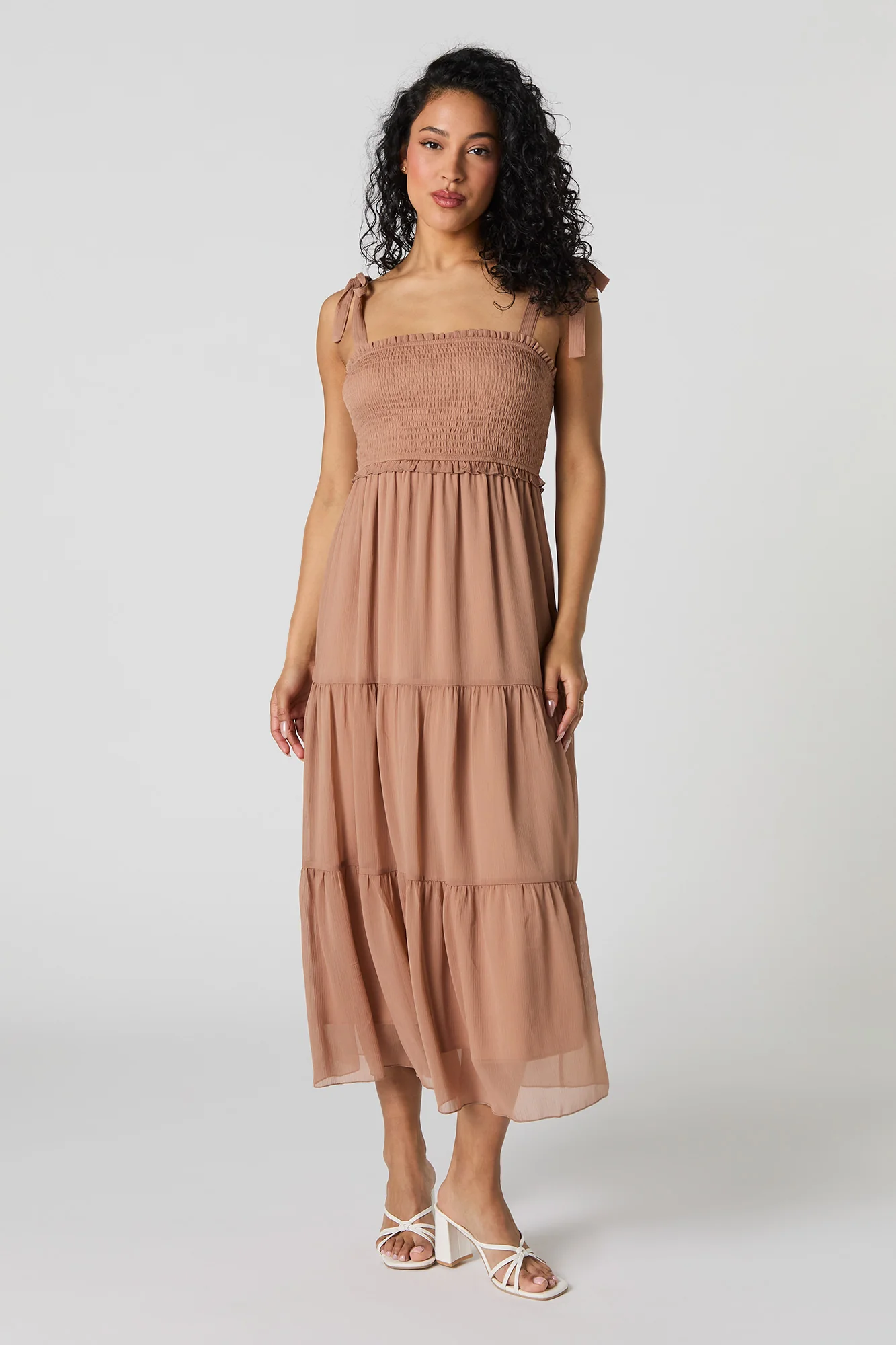 Chiffon Tie Strap Tiered Midi Dress - Image 6