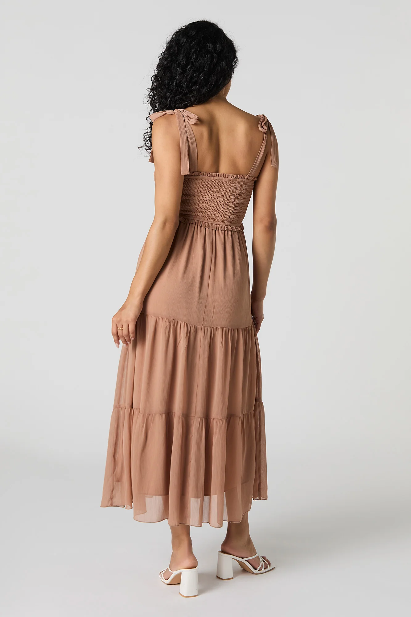 Chiffon Tie Strap Tiered Midi Dress - Image 8