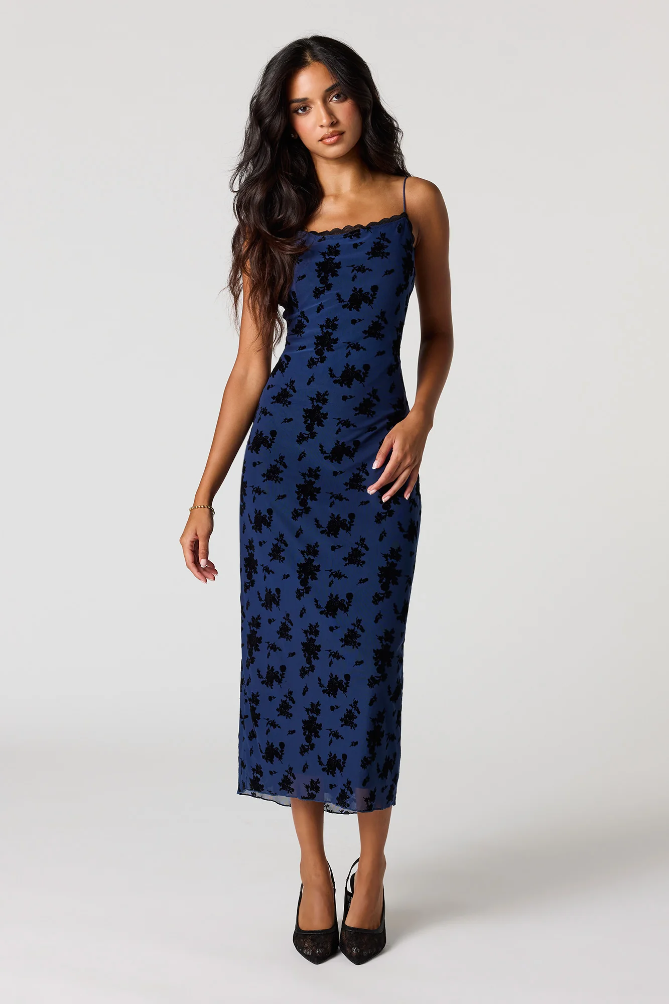 Floral Mesh Midi Dress - Image 5