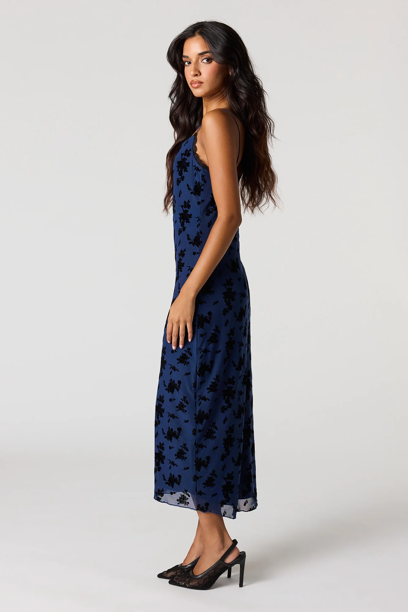 Floral Mesh Midi Dress - Image 6
