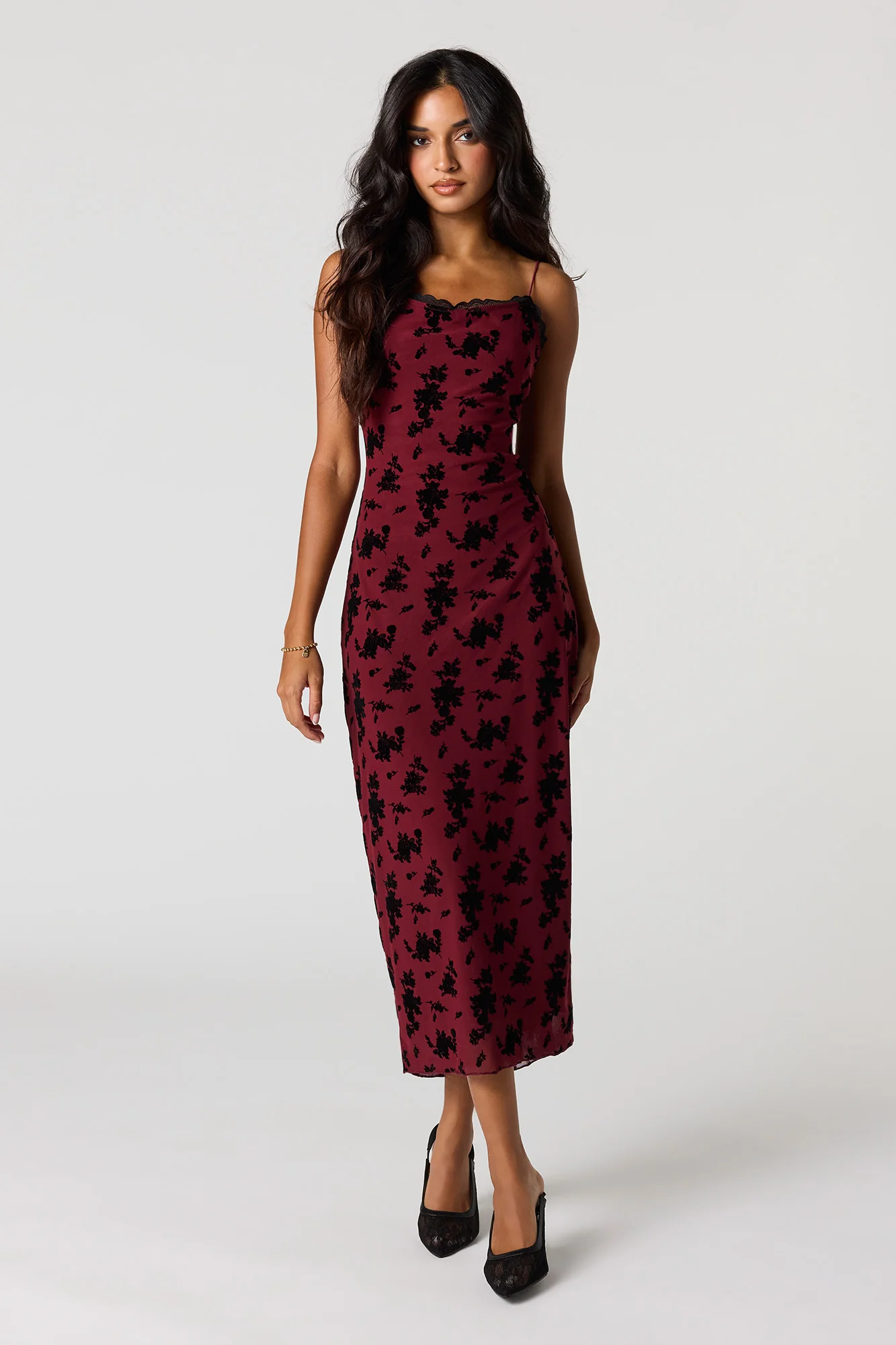 Floral Mesh Midi Dress - Image 8