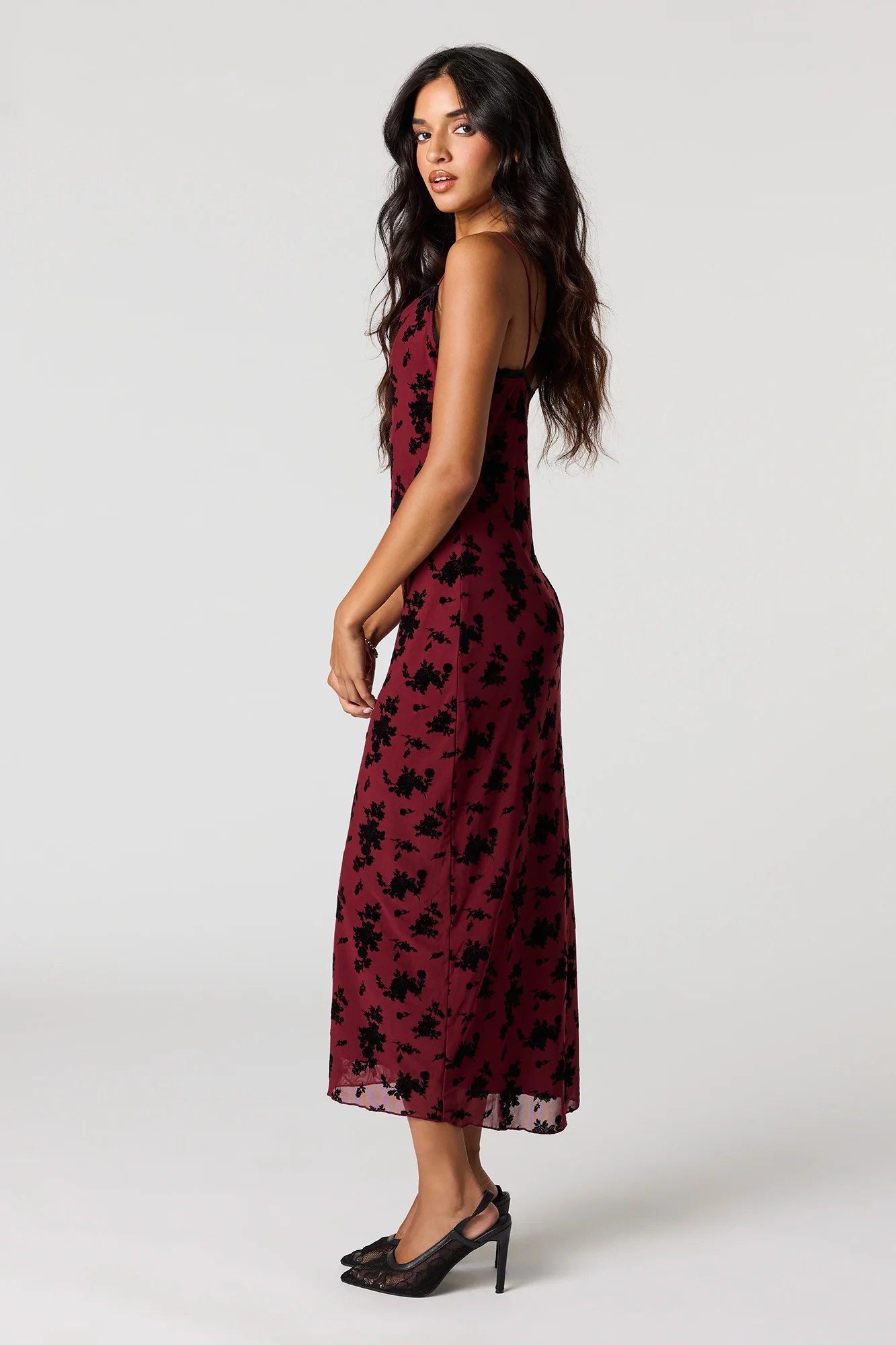 Floral Mesh Midi Dress - Image 9