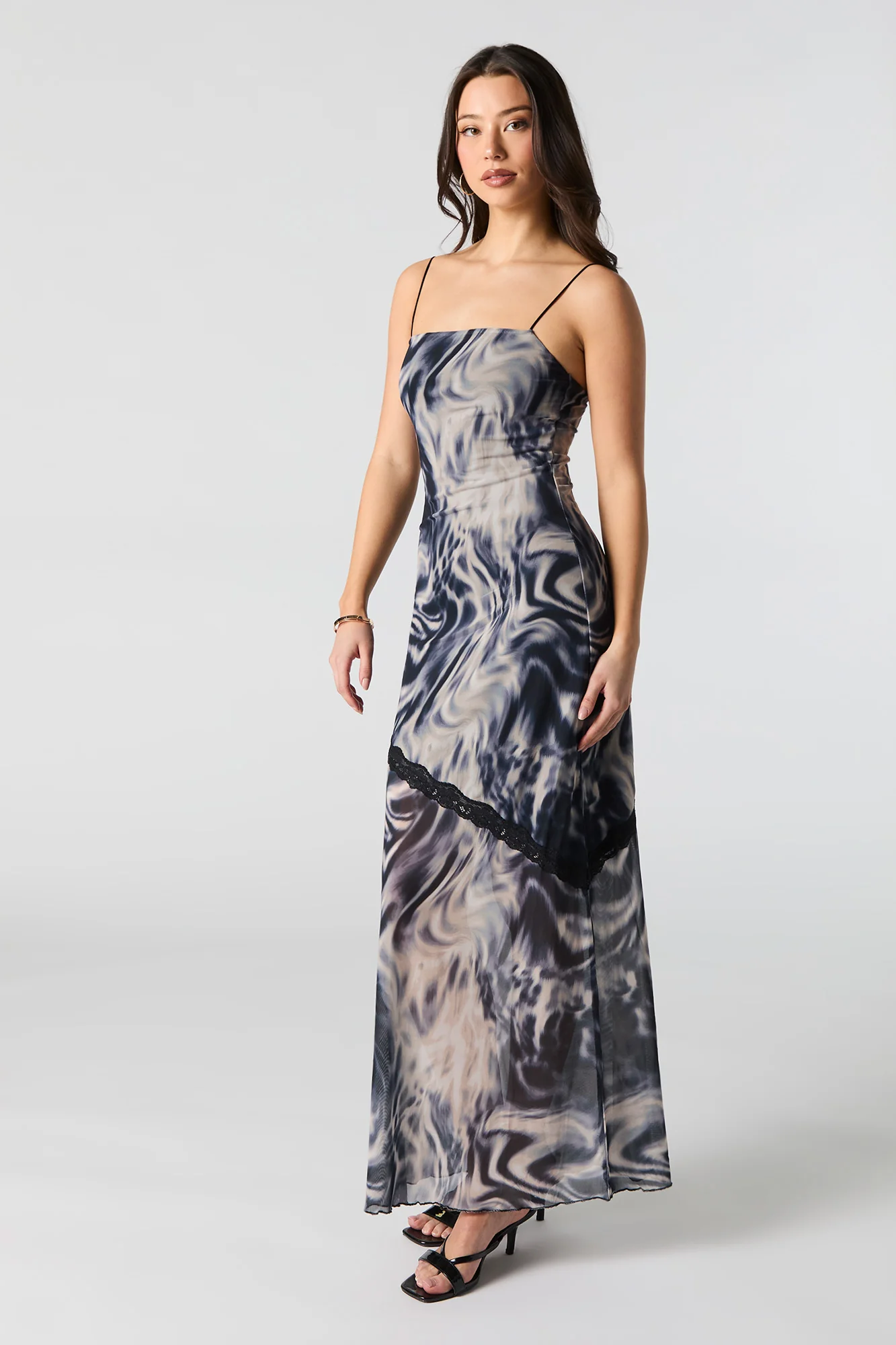 Printed Mesh Maxi Dress - Image 2