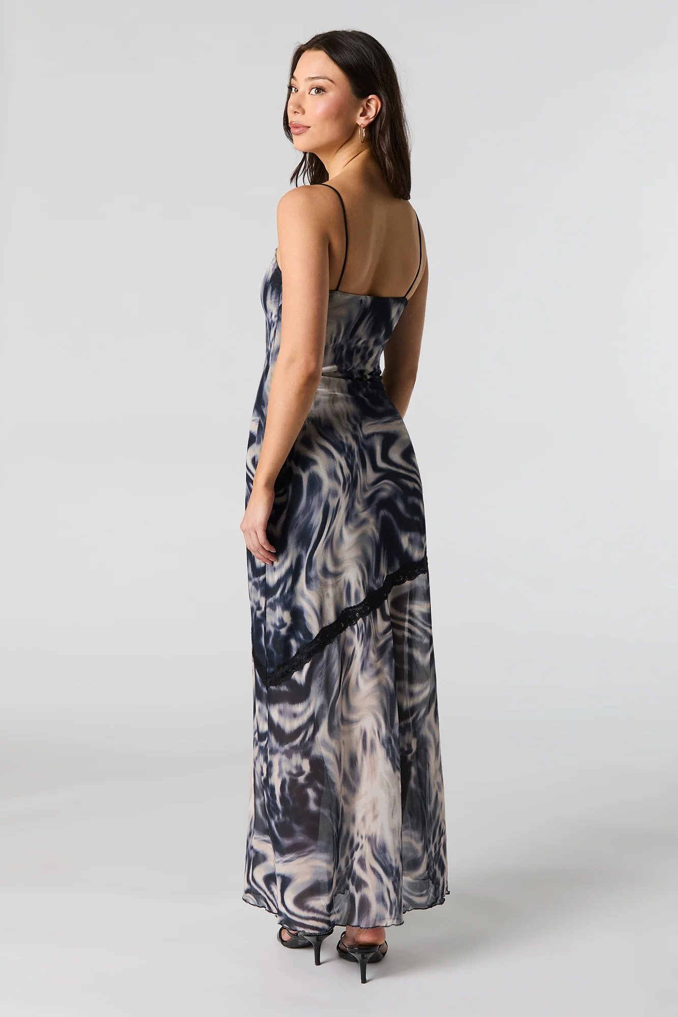 Printed Mesh Maxi Dress - Image 3