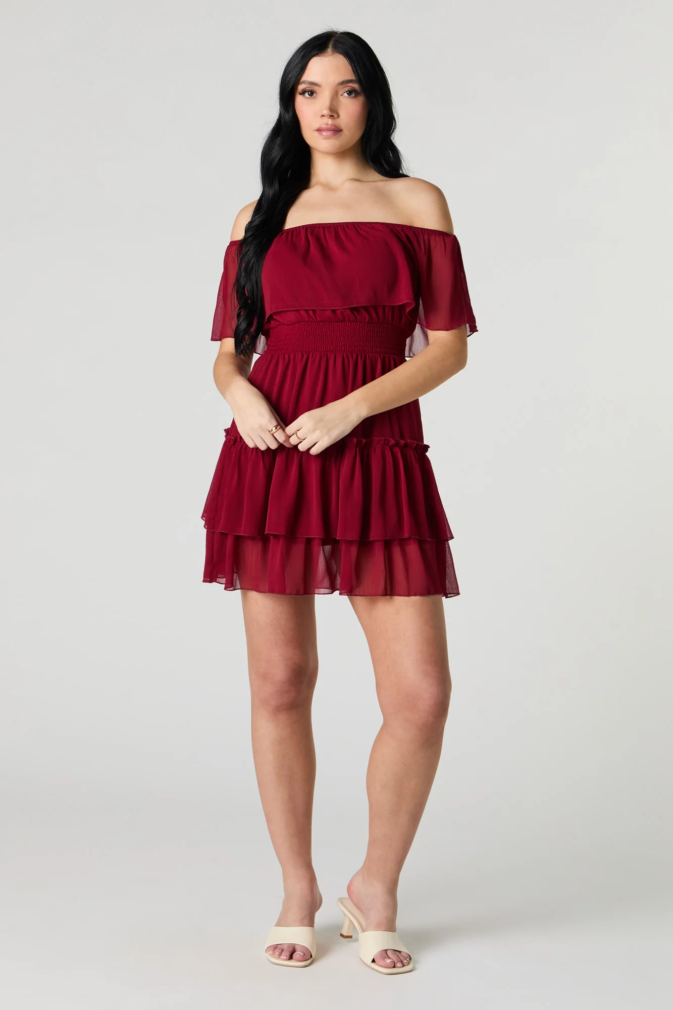 Minirobe volantée en chiffon avec épaules dénudées - Image 12
