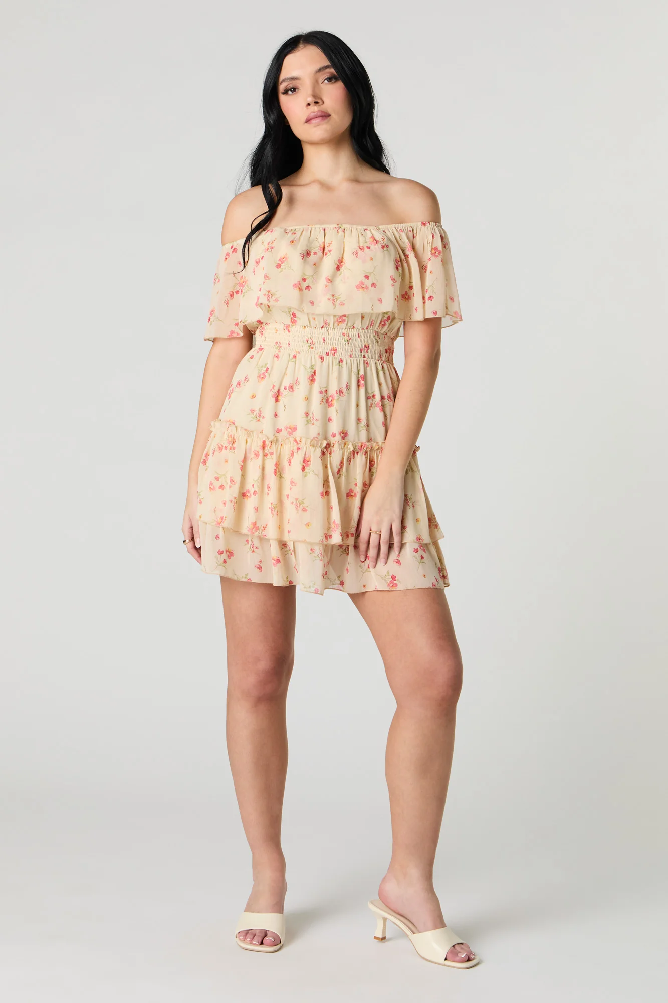 Minirobe volantée en chiffon avec épaules dénudées - Image 3