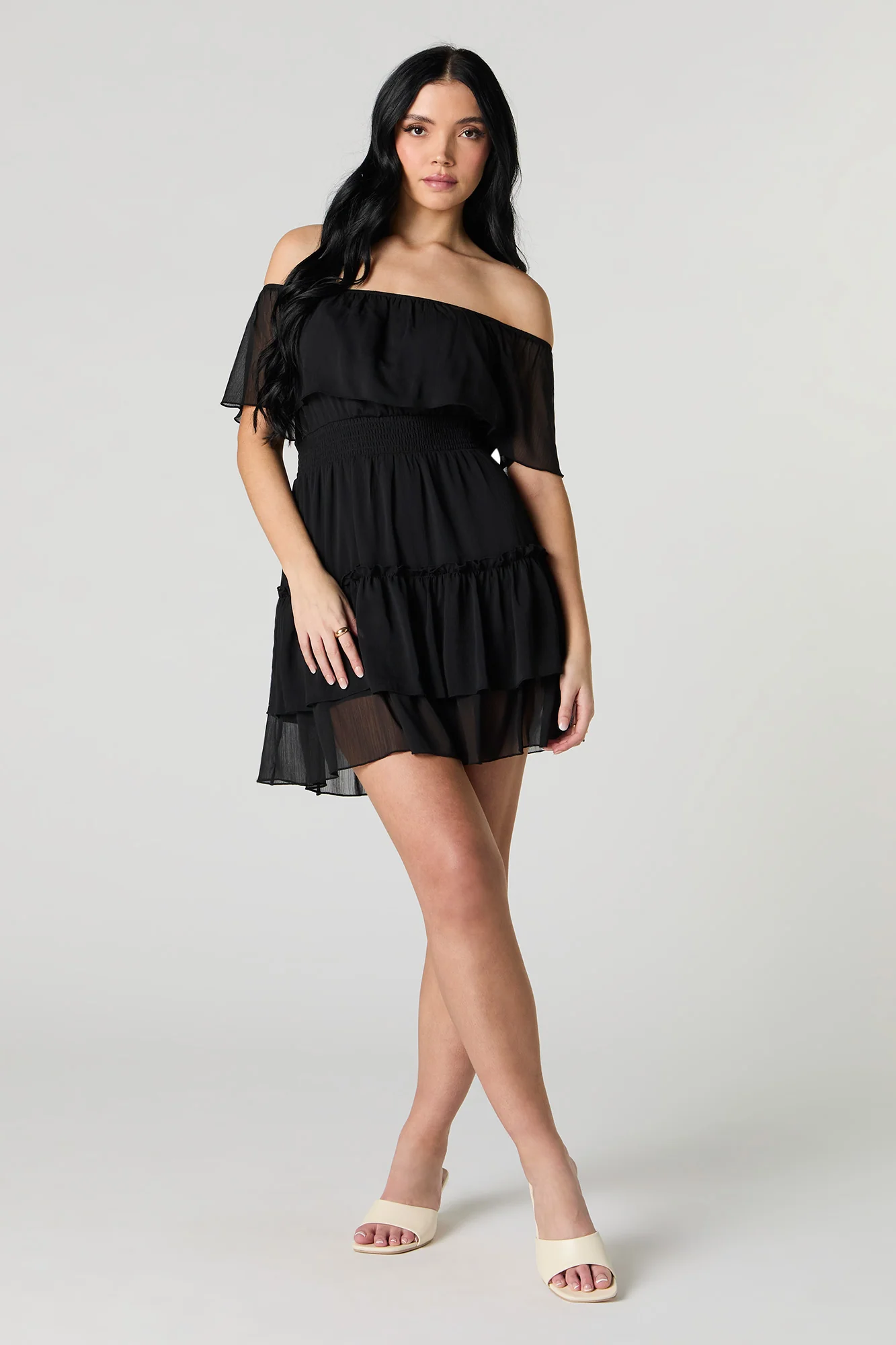 Minirobe volantée en chiffon avec épaules dénudées - Image 6