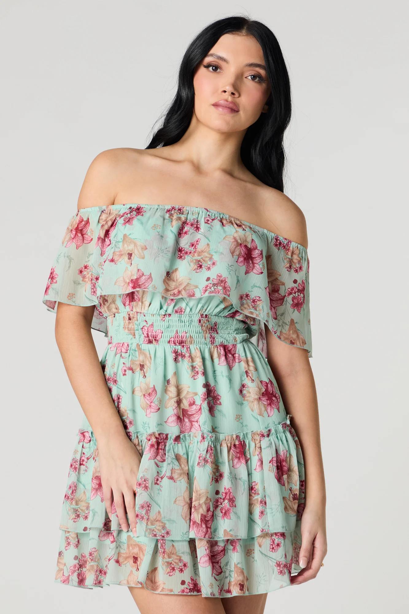 Minirobe volantée en chiffon avec épaules dénudées - Image 7
