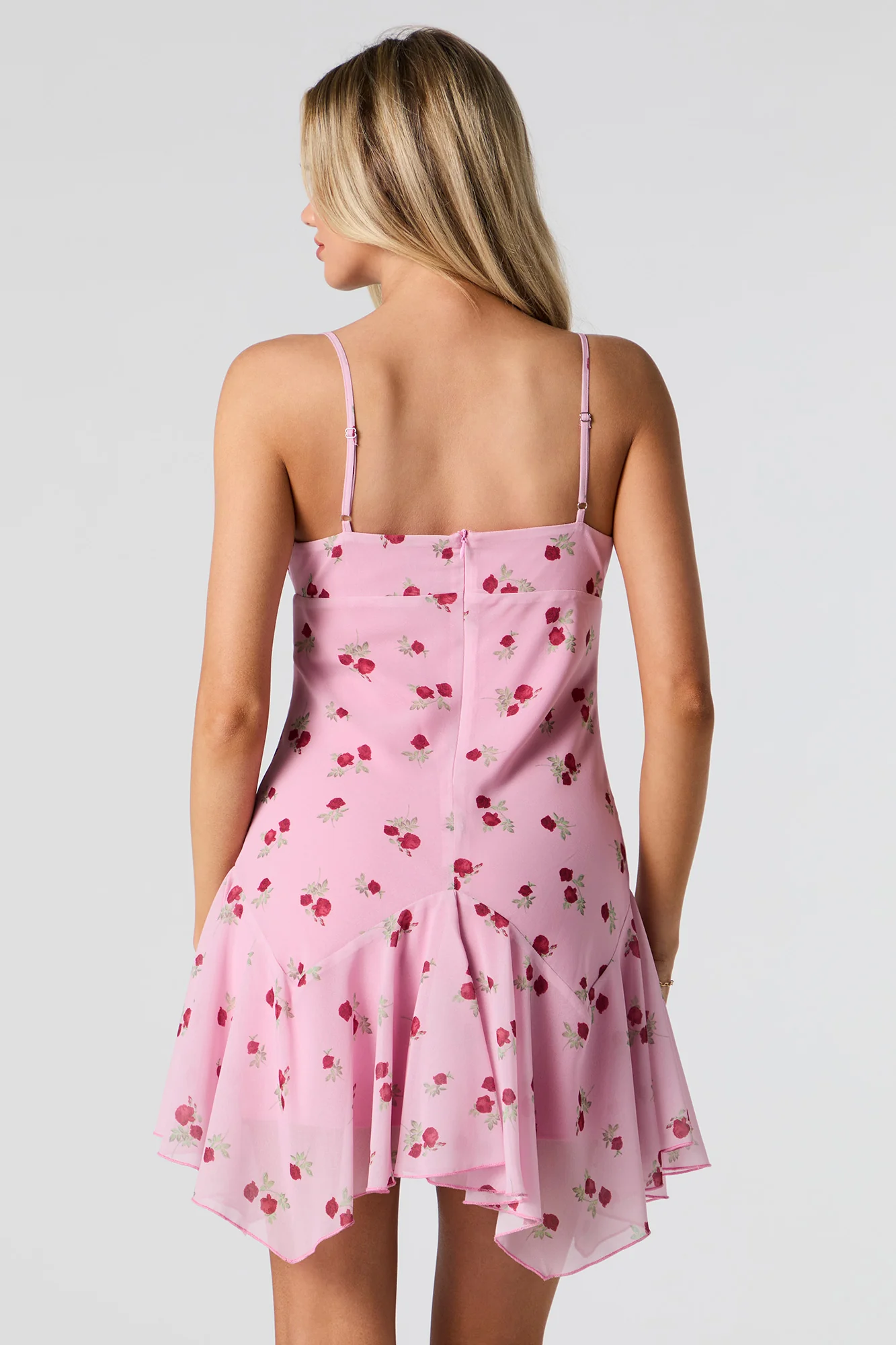 Minirobe asymétrique en chiffon fleuri - Image 8