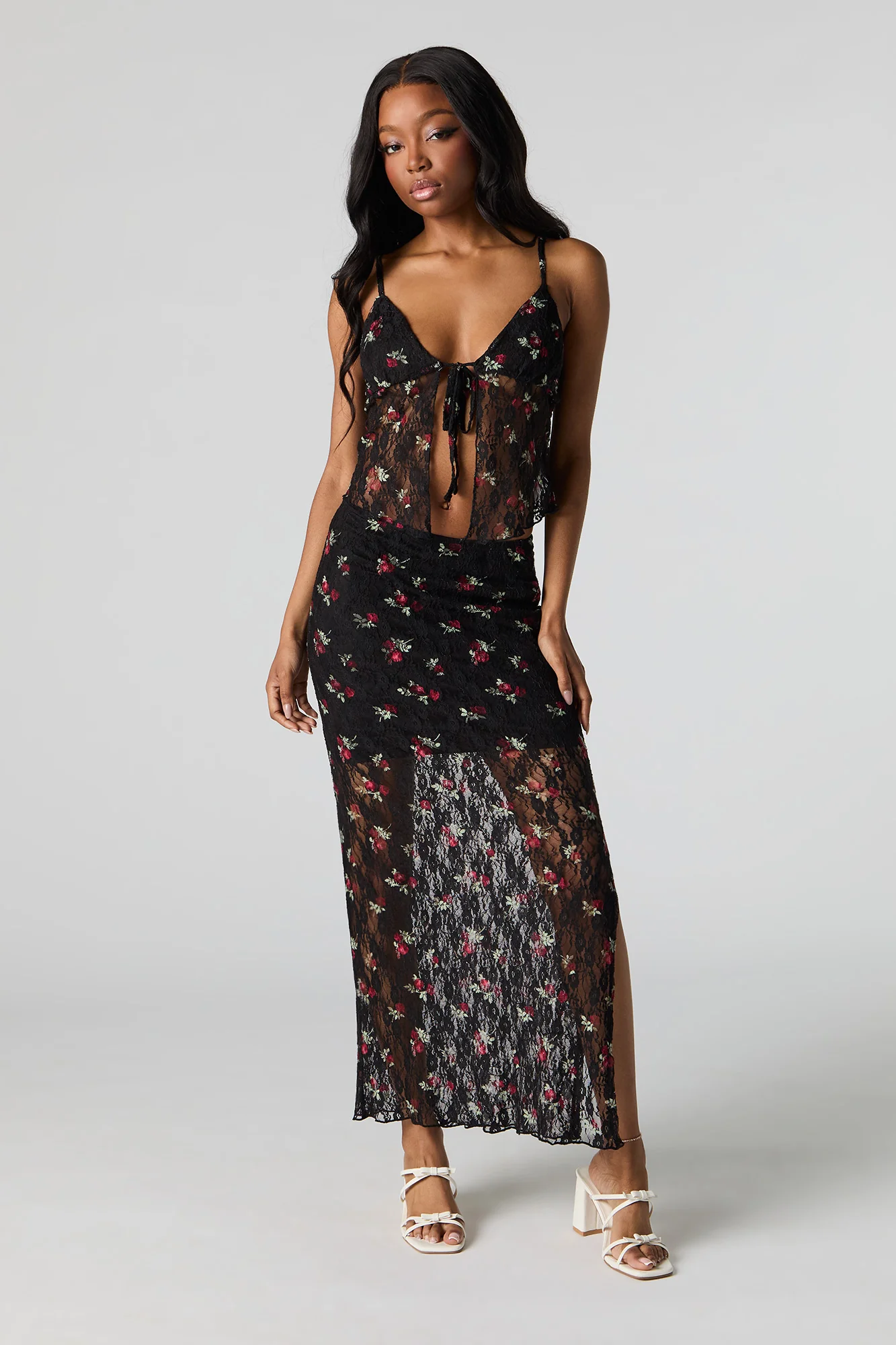 Floral Lace Flyaway Tank with Built-in Cups - Image 6