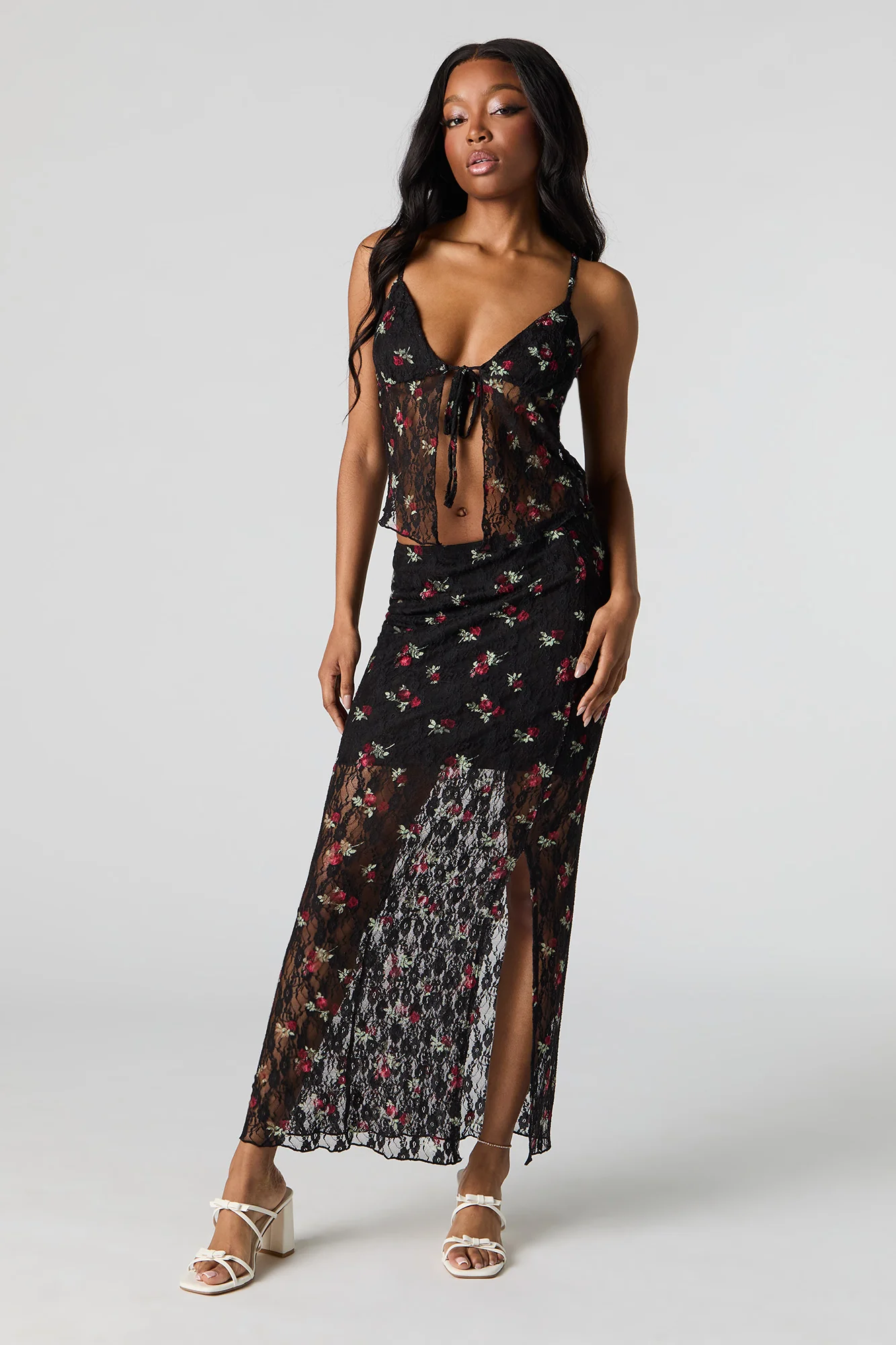 Floral Lace Maxi Skirt - Image 4