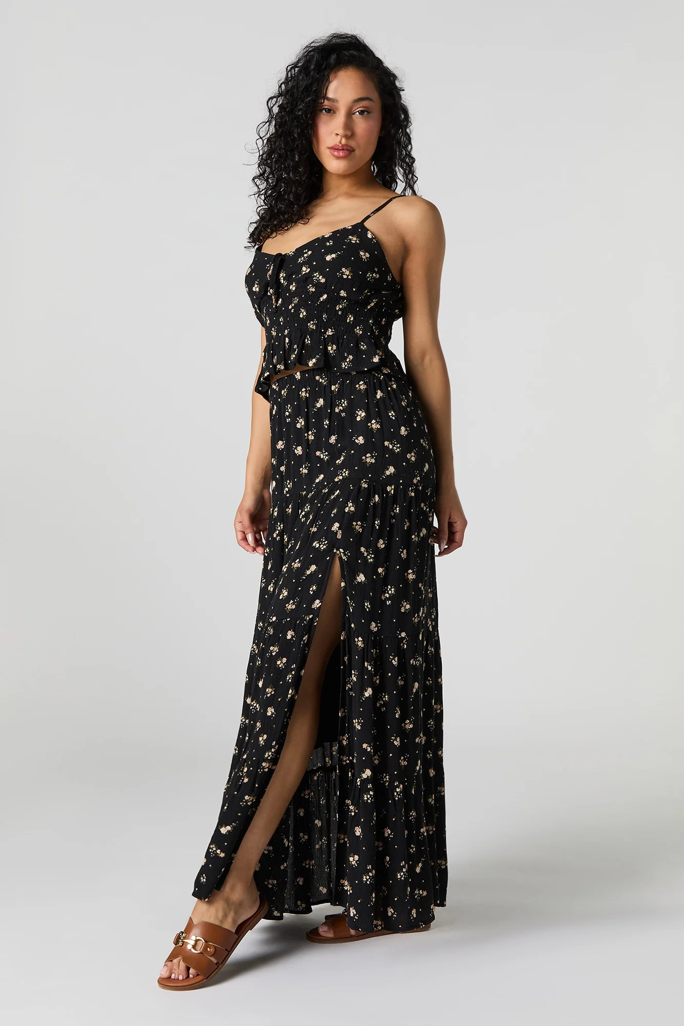 Floral Tiered Slit Maxi Skirt - Image 5