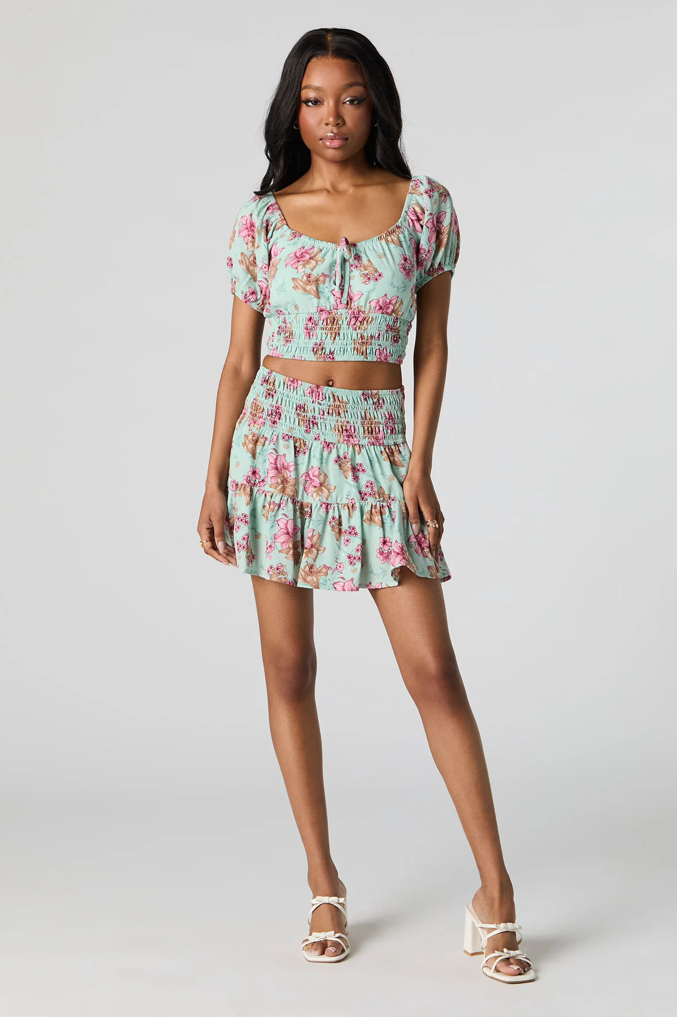 Floral Puff Sleeve Crop Top - Image 9