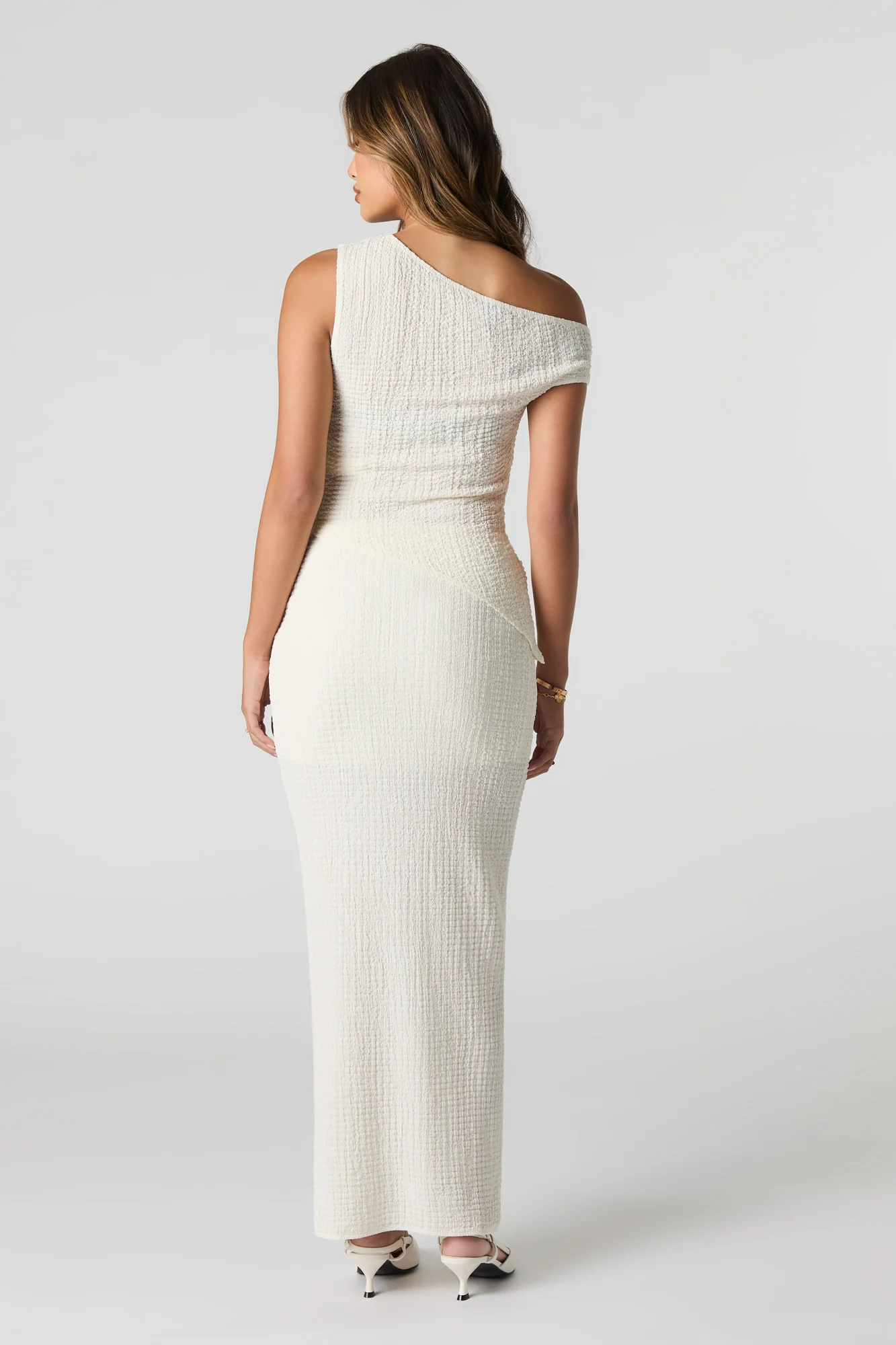 Textured Ruched Slit Maxi Skirt - Image 6